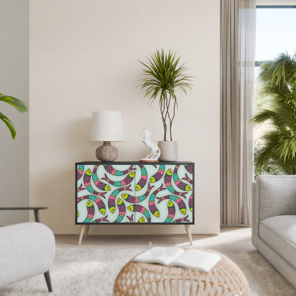 INDIAN FISH 2-Door Sideboard in Black Finish