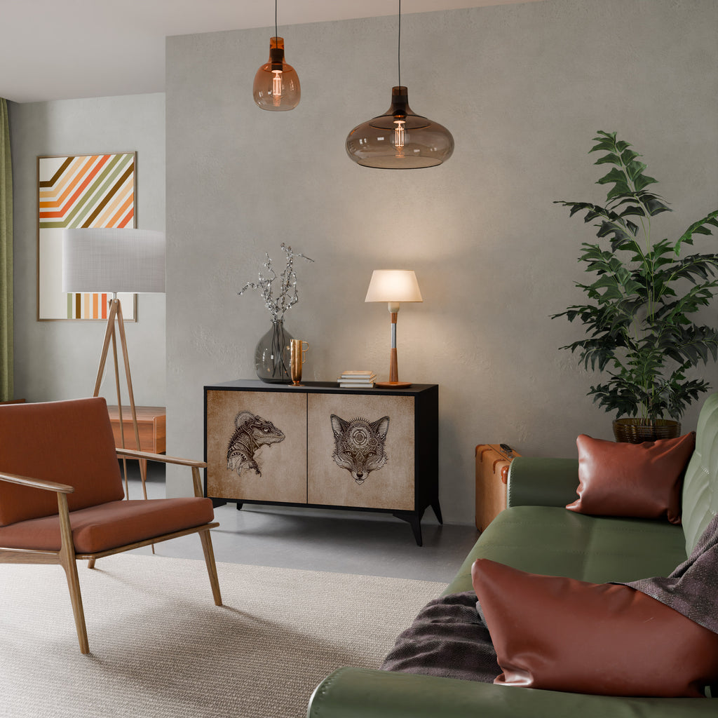 STEAMPUNK CLAN 2-Door Sideboard in Black Finish