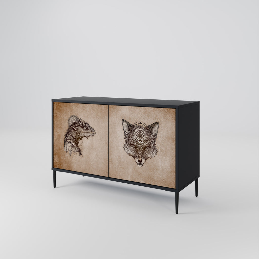 STEAMPUNK CLAN 2-Door Sideboard in Black Finish