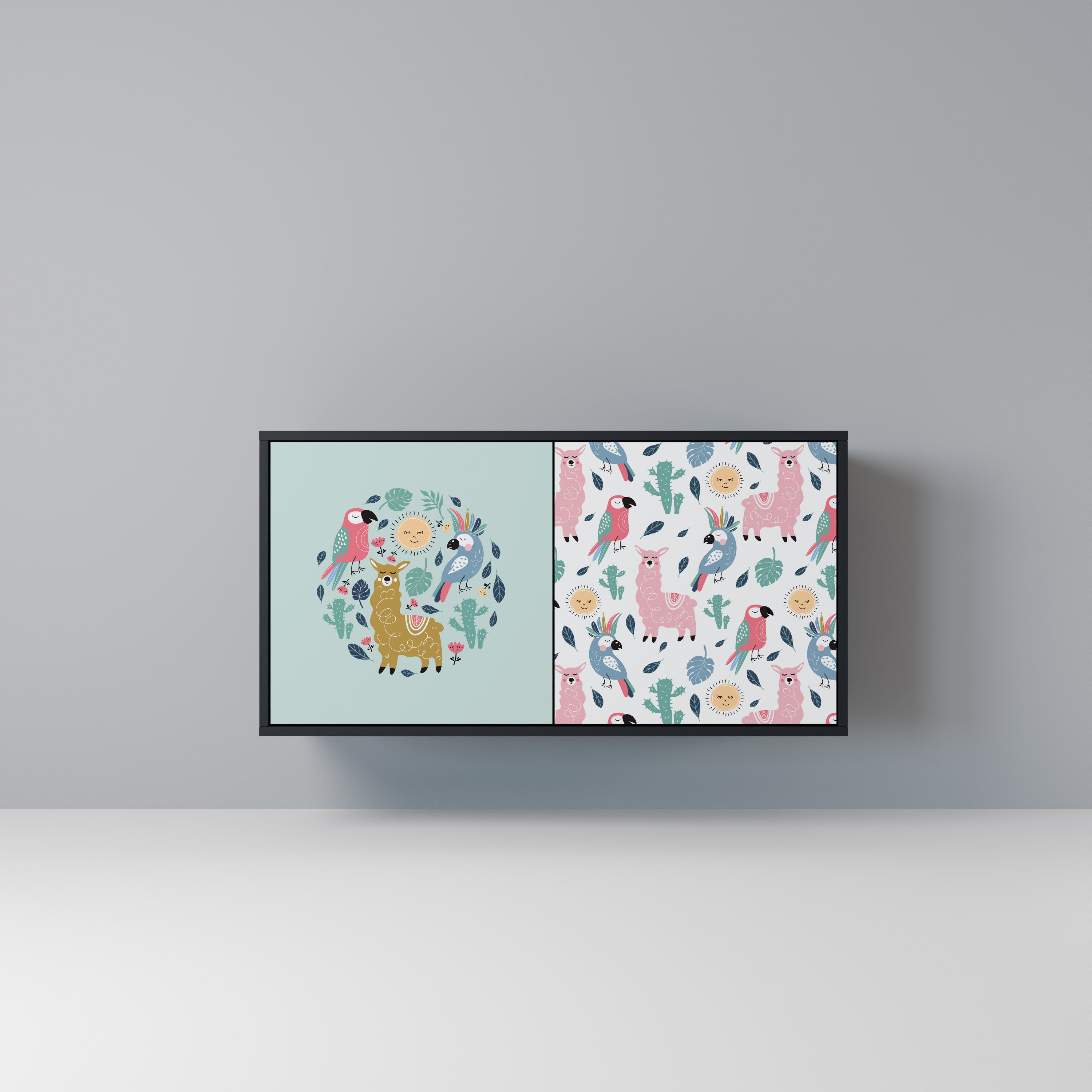 COLORFUL ALPACAS 2-Door Sideboard in Black Finish