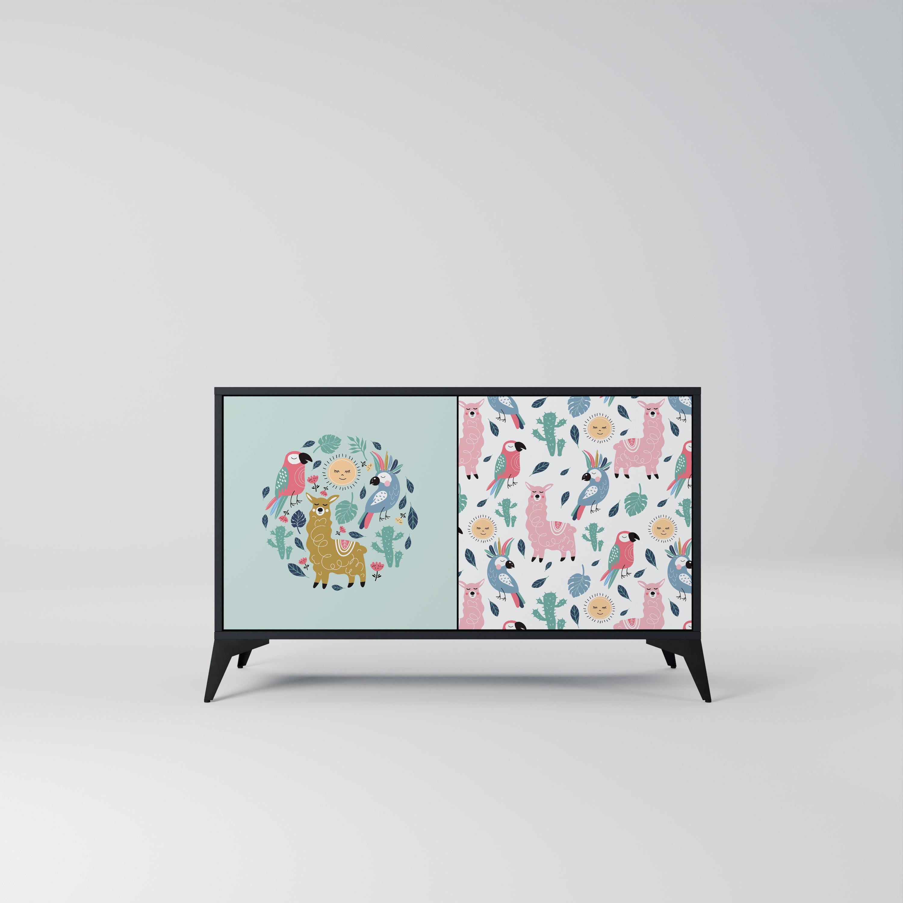 COLORFUL ALPACAS 2-Door Sideboard in Black Finish