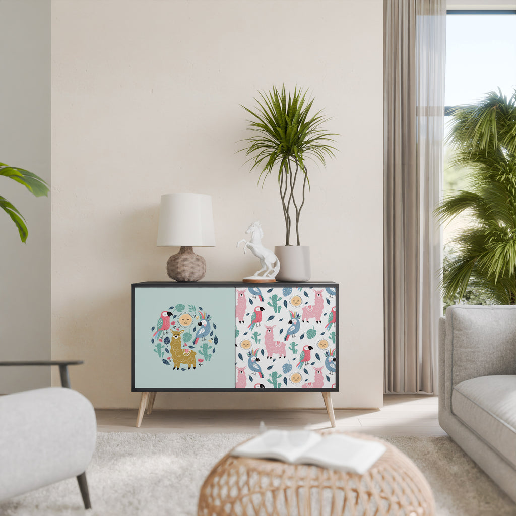 Aparador de 2 puertas COLORFUL ALPACAS en acabado negro