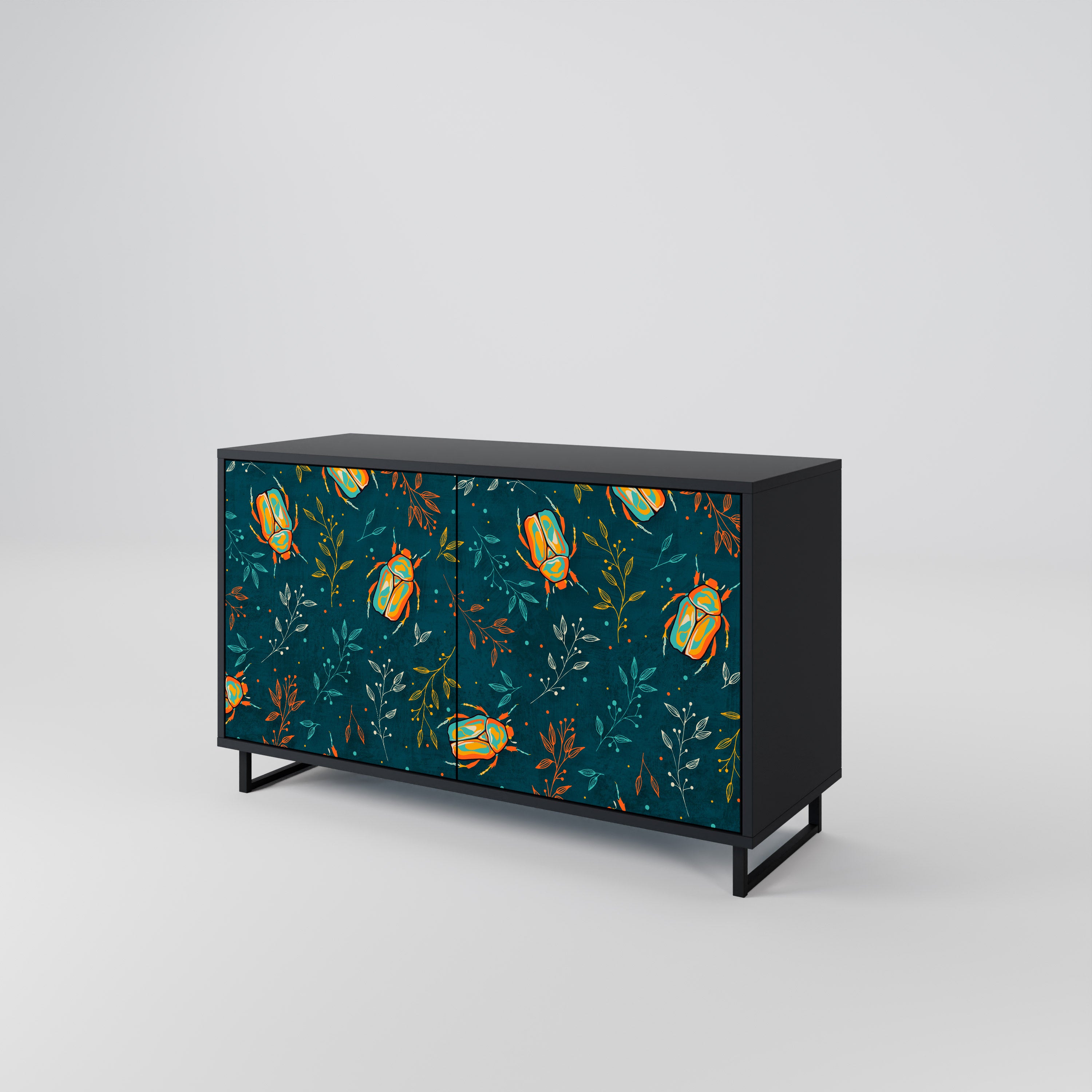 AUTUMN INSECTS 2-Door Sideboard in Black Finish