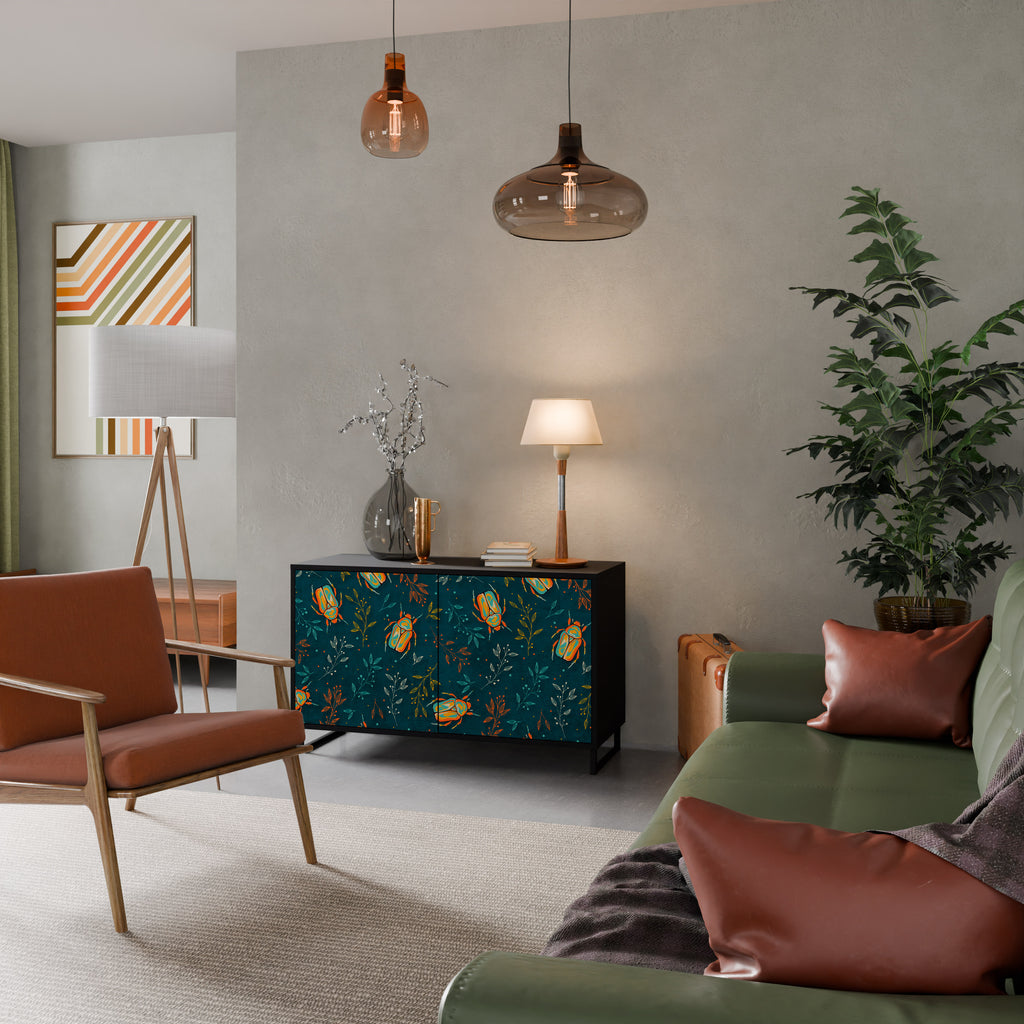 AUTUMN INSECTS 2-Door Sideboard in Black Finish