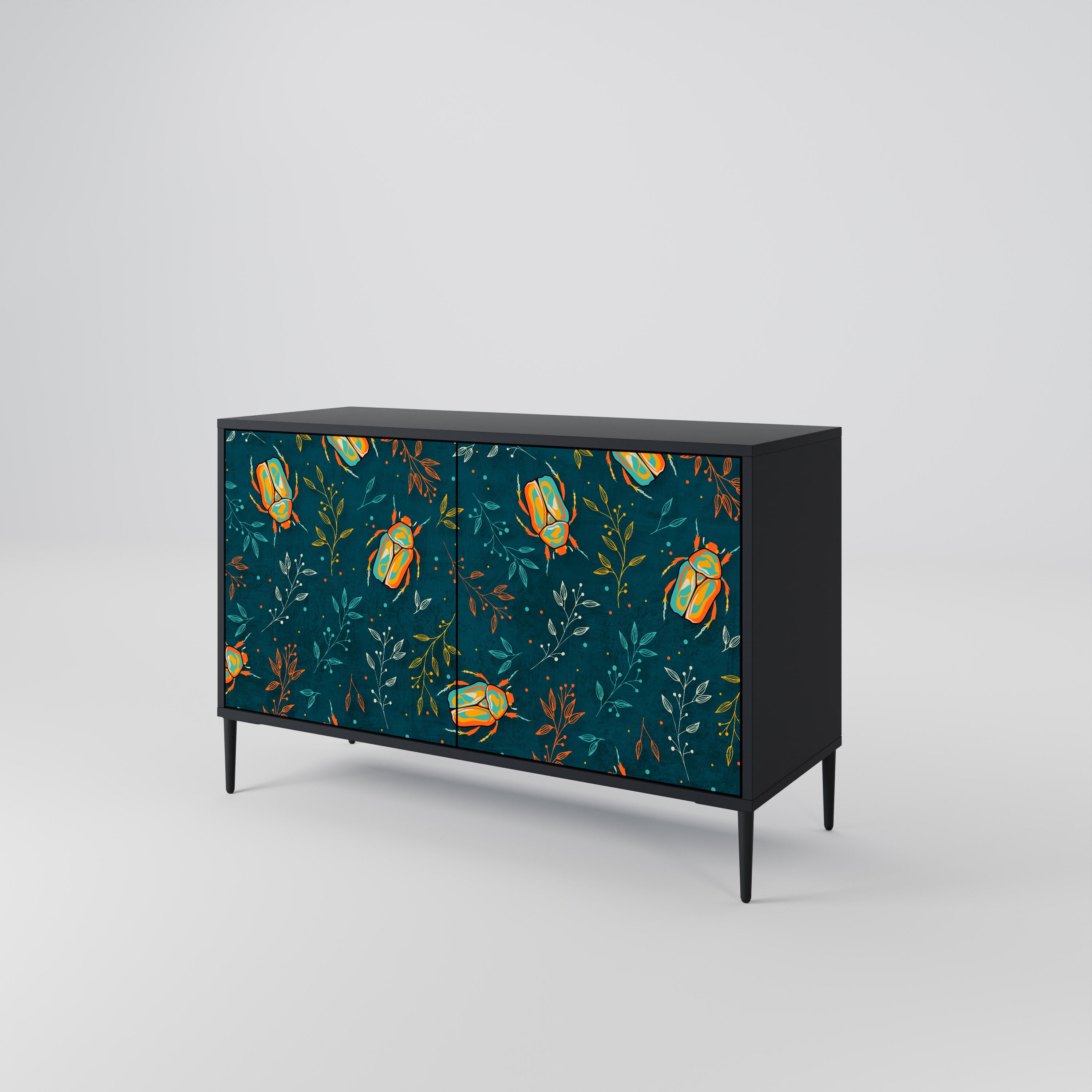 AUTUMN INSECTS 2-Door Sideboard in Black Finish