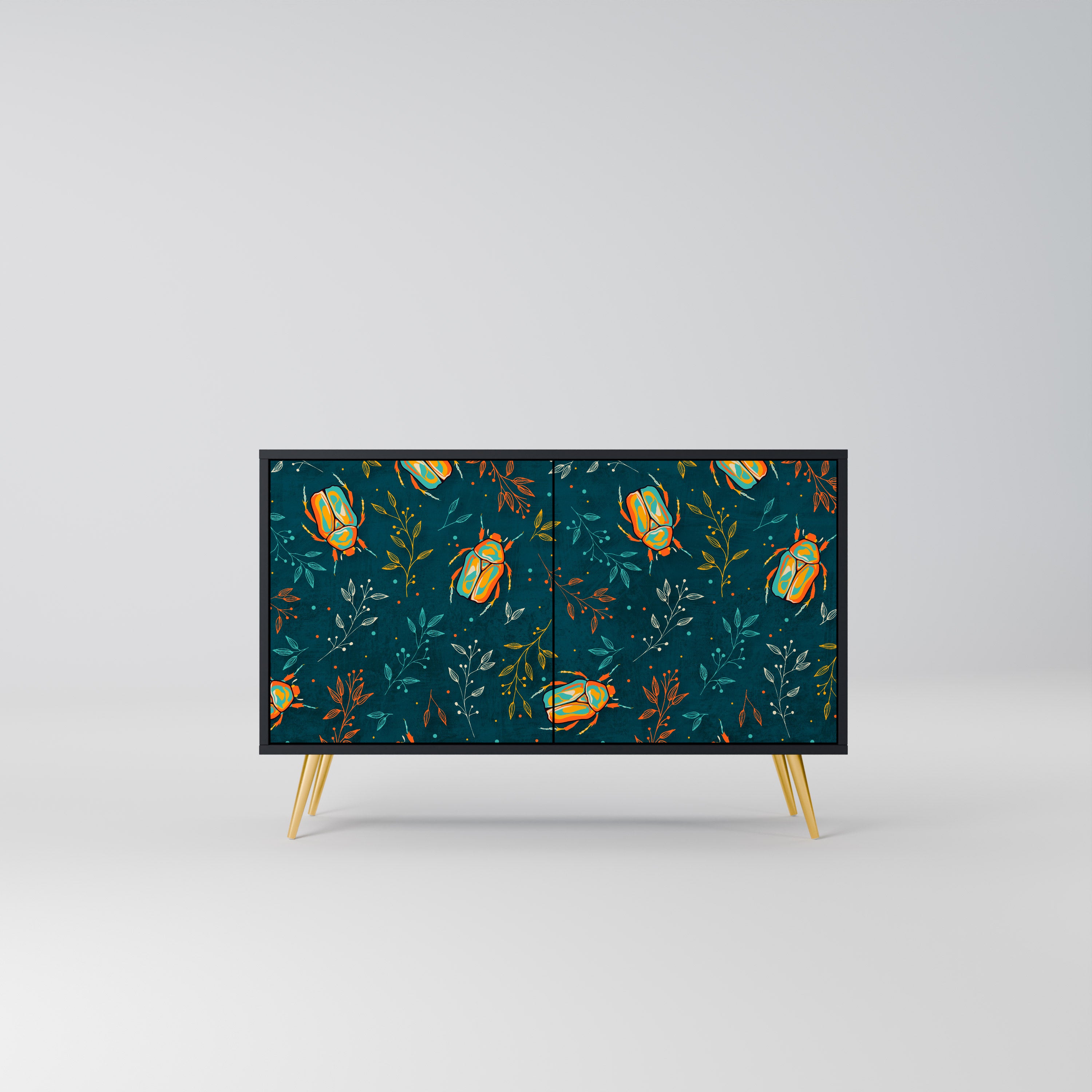 AUTUMN INSECTS 2-Door Sideboard in Black Finish