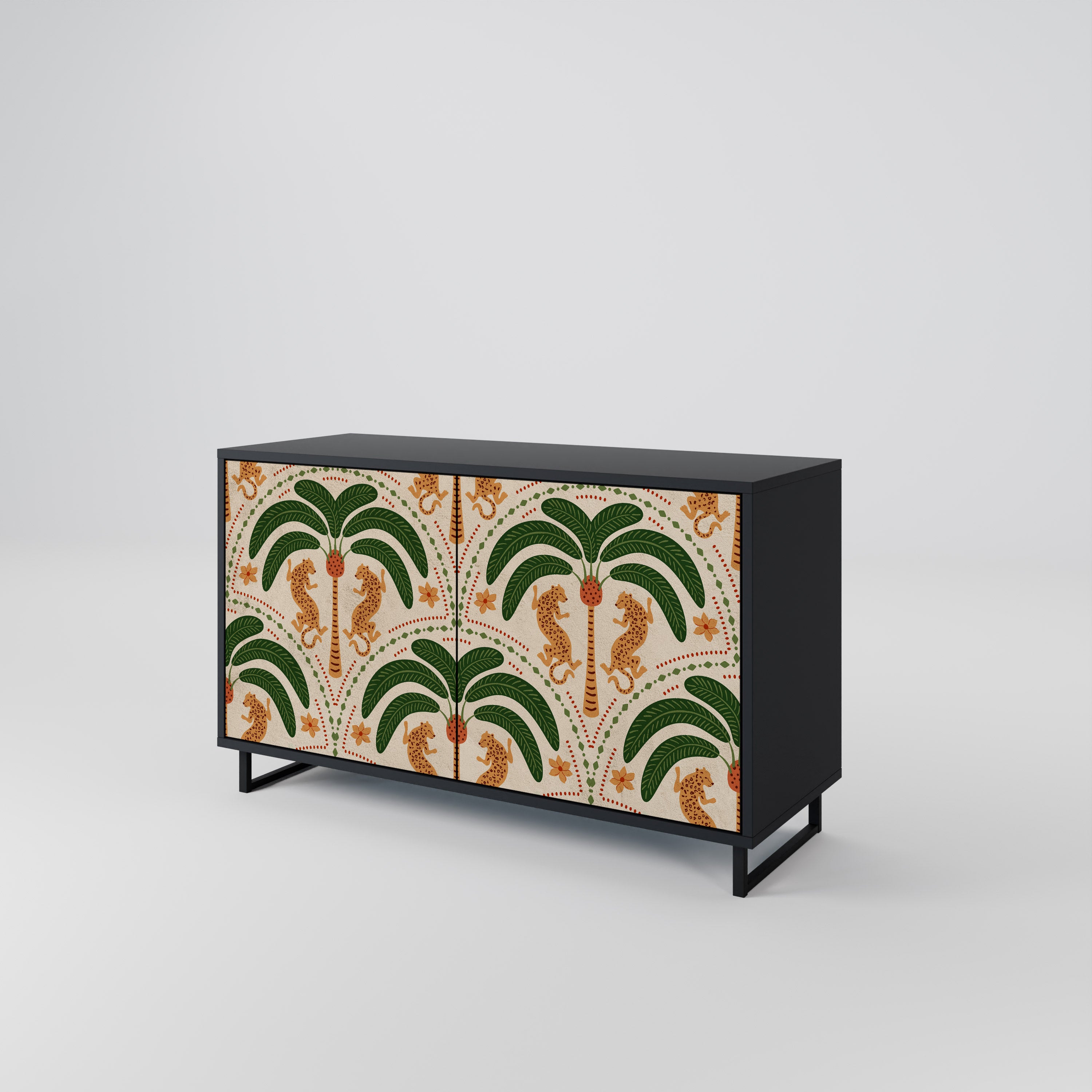 DANCING PREDATORS 2-Door Sideboard in Black Finish