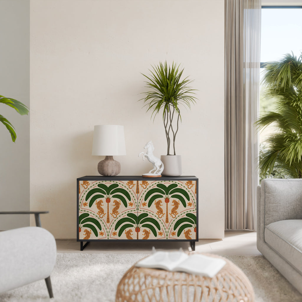 DANCING PREDATORS 2-Door Sideboard in Black Finish