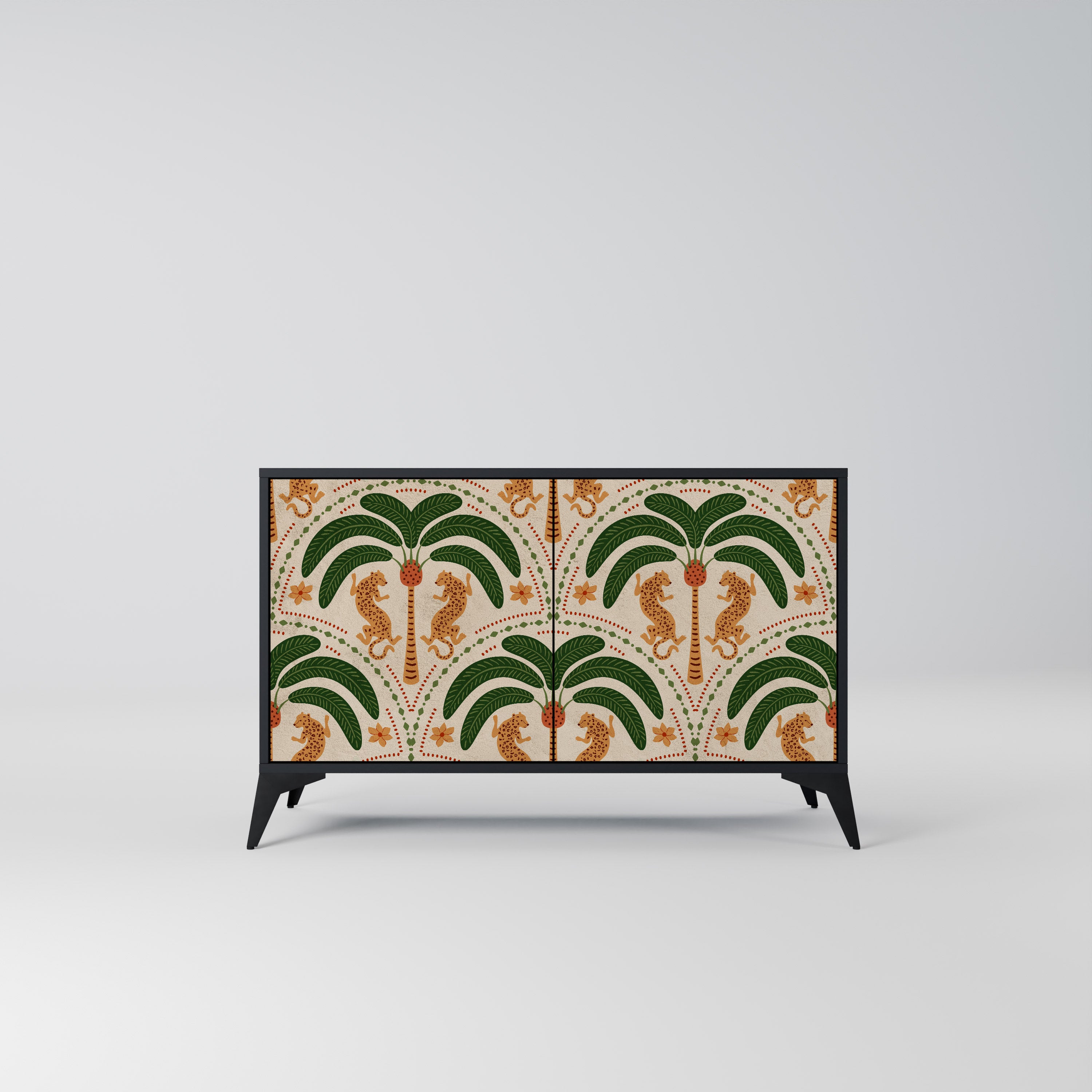 DANCING PREDATORS 2-Door Sideboard in Black Finish