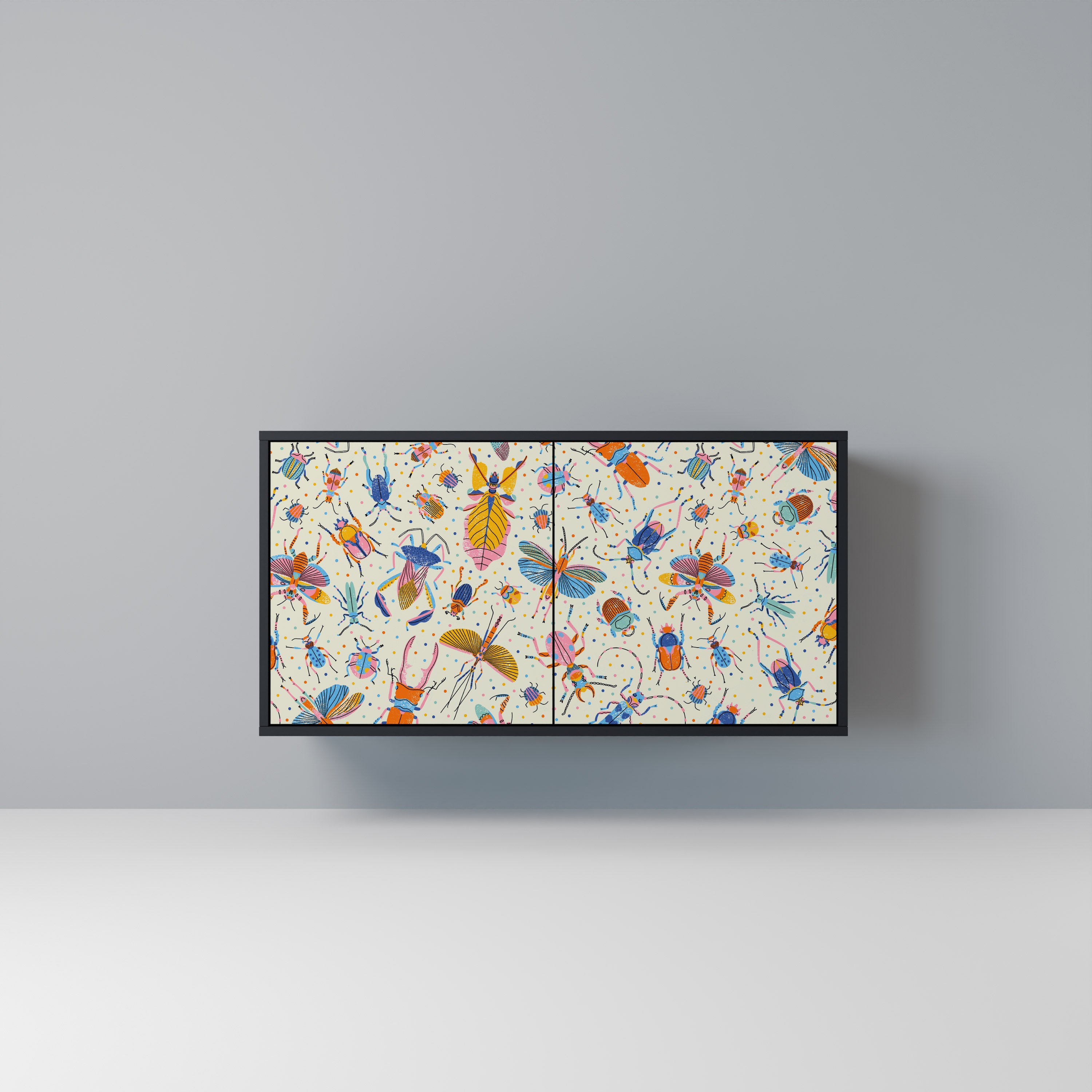 COLORFUL INSECTS 2-Door Sideboard in Black Finish