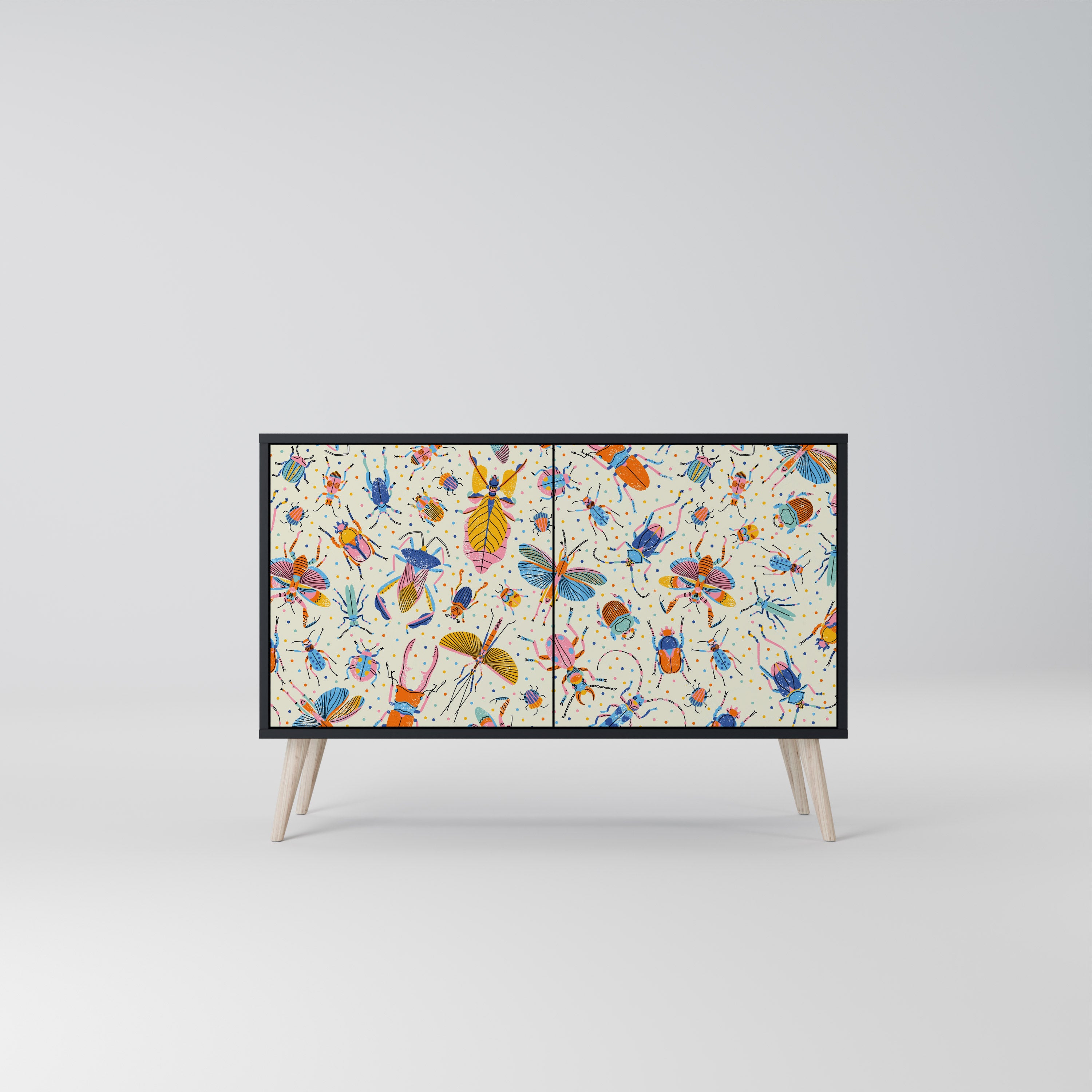 COLORFUL INSECTS 2-Door Sideboard in Black Finish