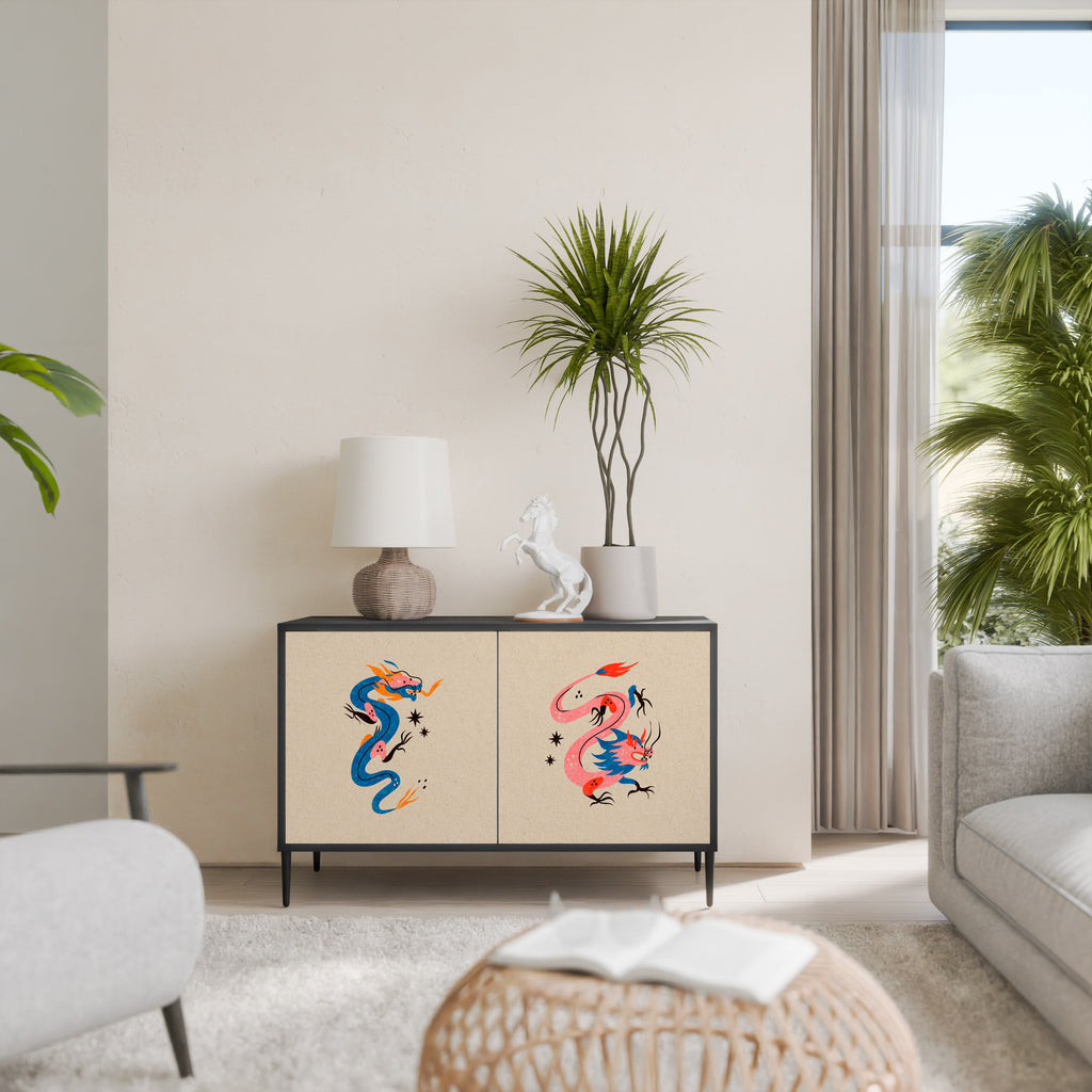 MYTHOLOGICAL CREATURES 2-Door Sideboard in Black Finish