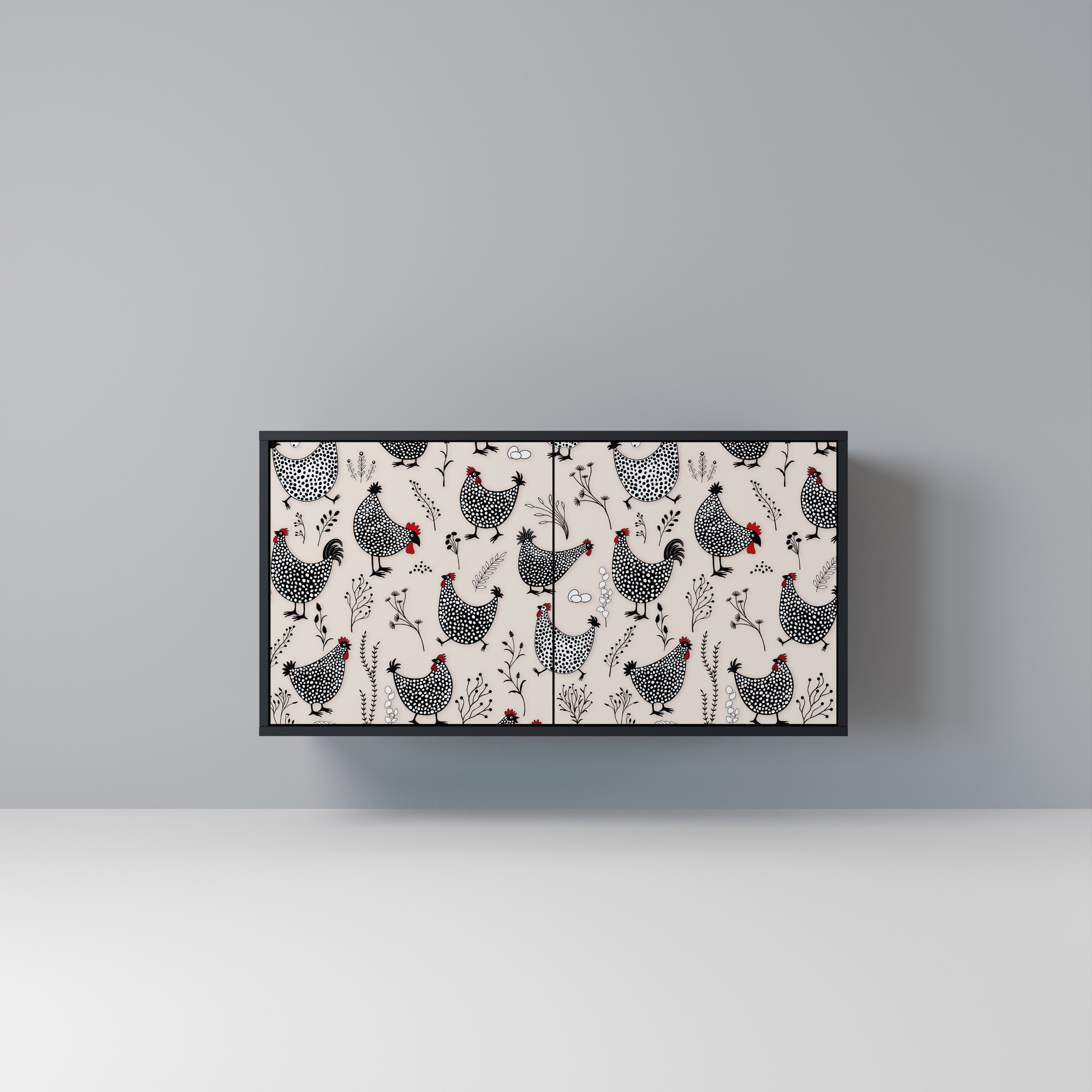 HAPPY HENS 2-Door Sideboard in Black Finish