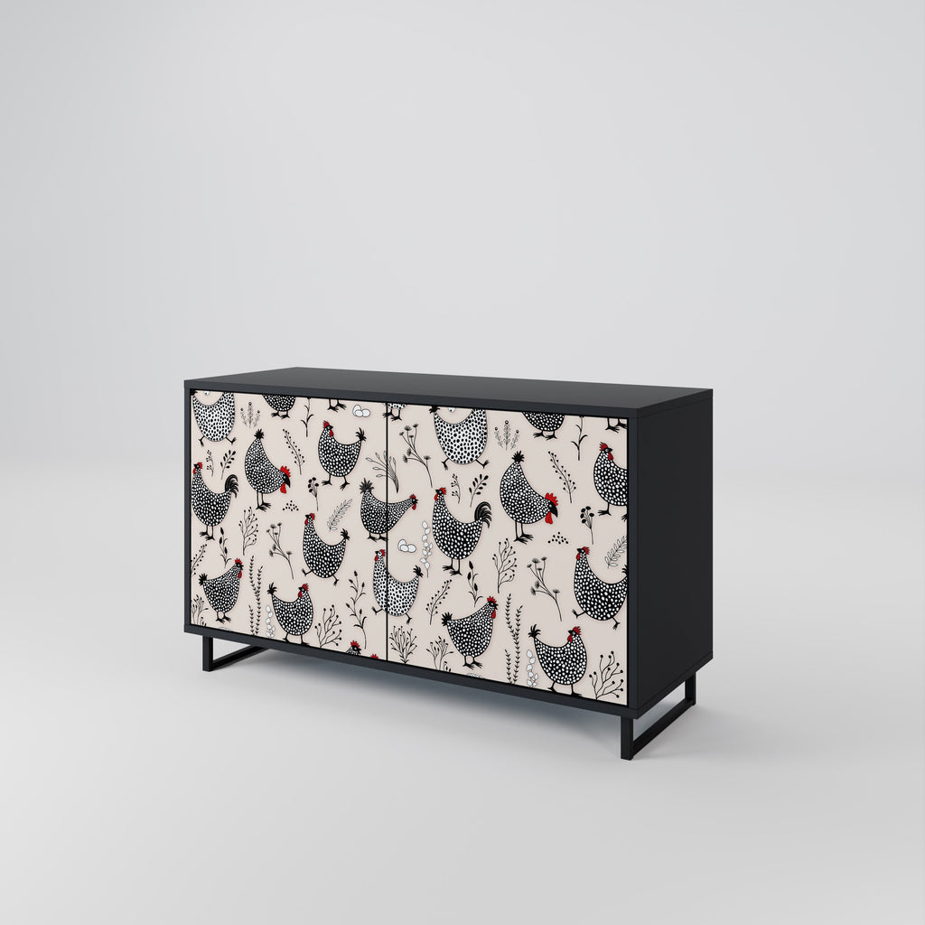 HAPPY HENS 2-Door Sideboard in Black Finish