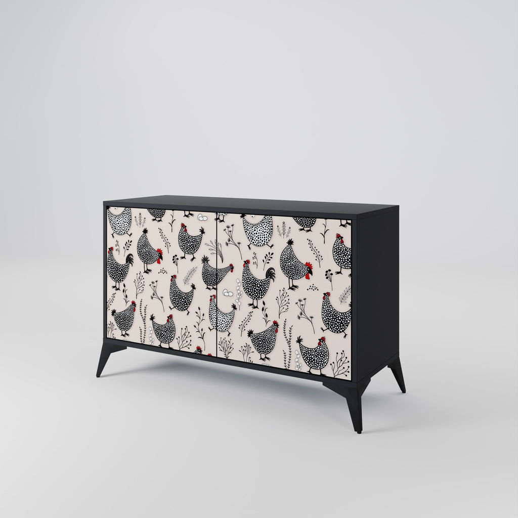 HAPPY HENS 2-Door Sideboard in Black Finish