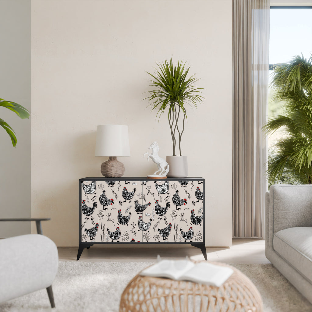 HAPPY HENS 2-Door Sideboard in Black Finish