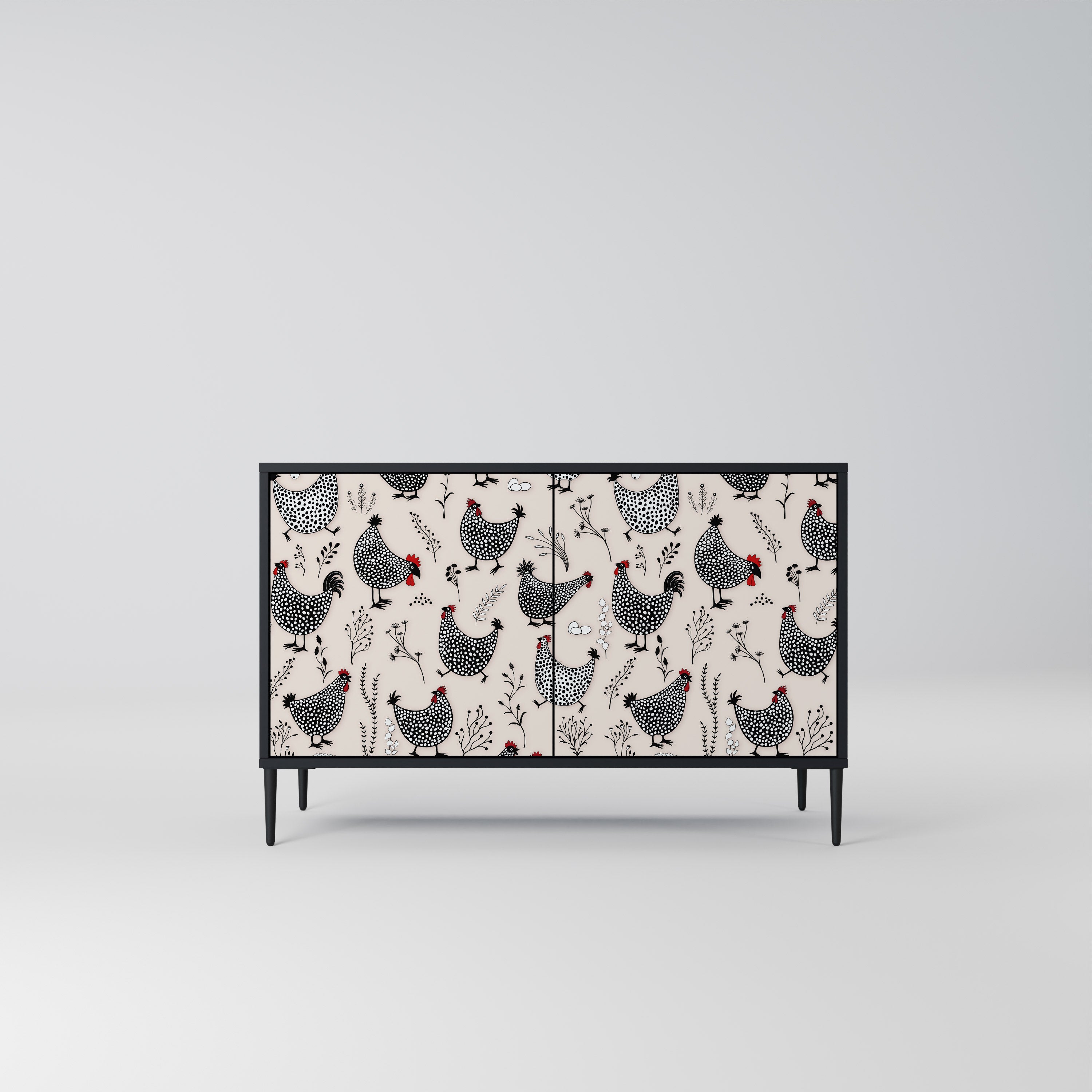 HAPPY HENS 2-Door Sideboard in Black Finish