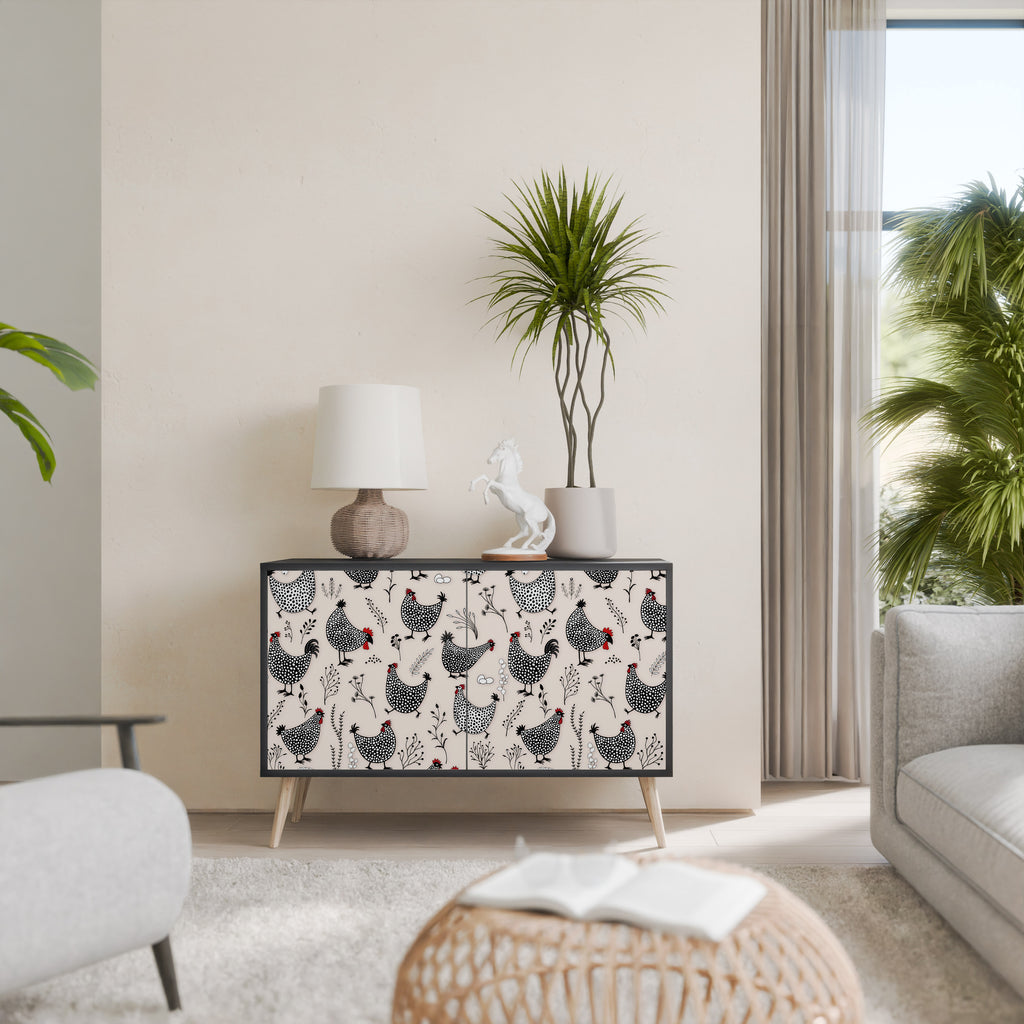 HAPPY HENS 2-Door Sideboard in Black Finish