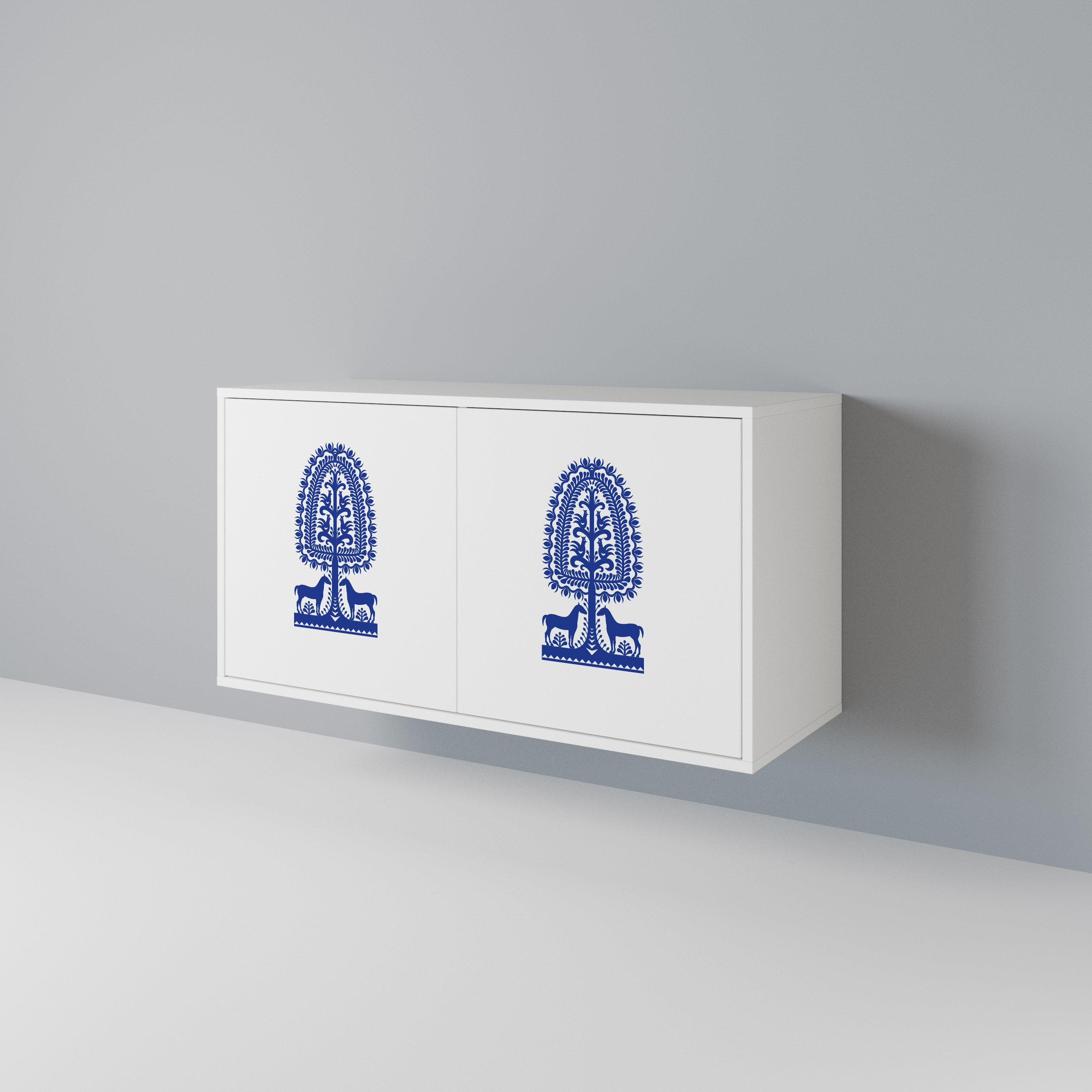 POLISH FOLK ART Aparador de 2 Puertas