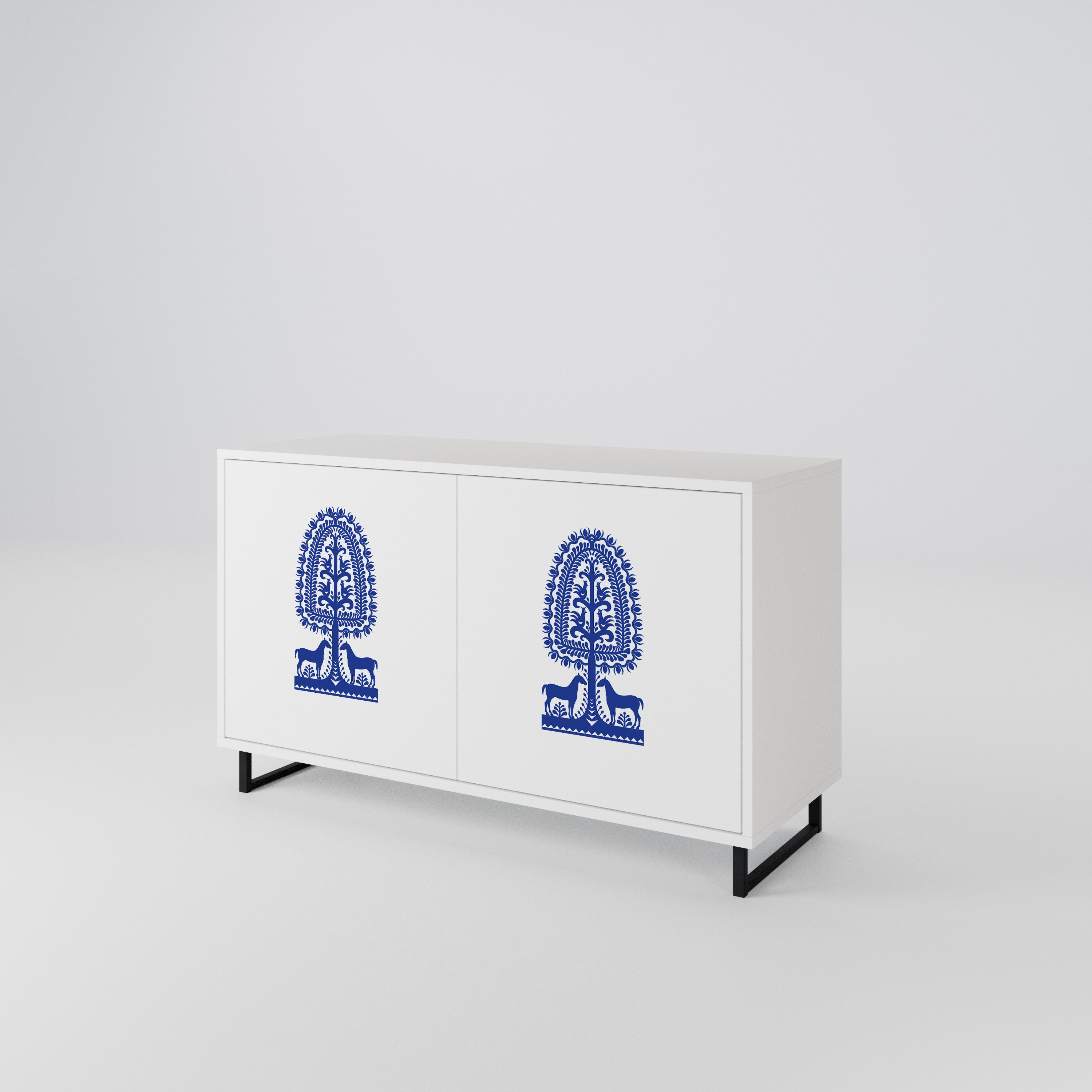 POLISH FOLK ART Aparador de 2 Puertas