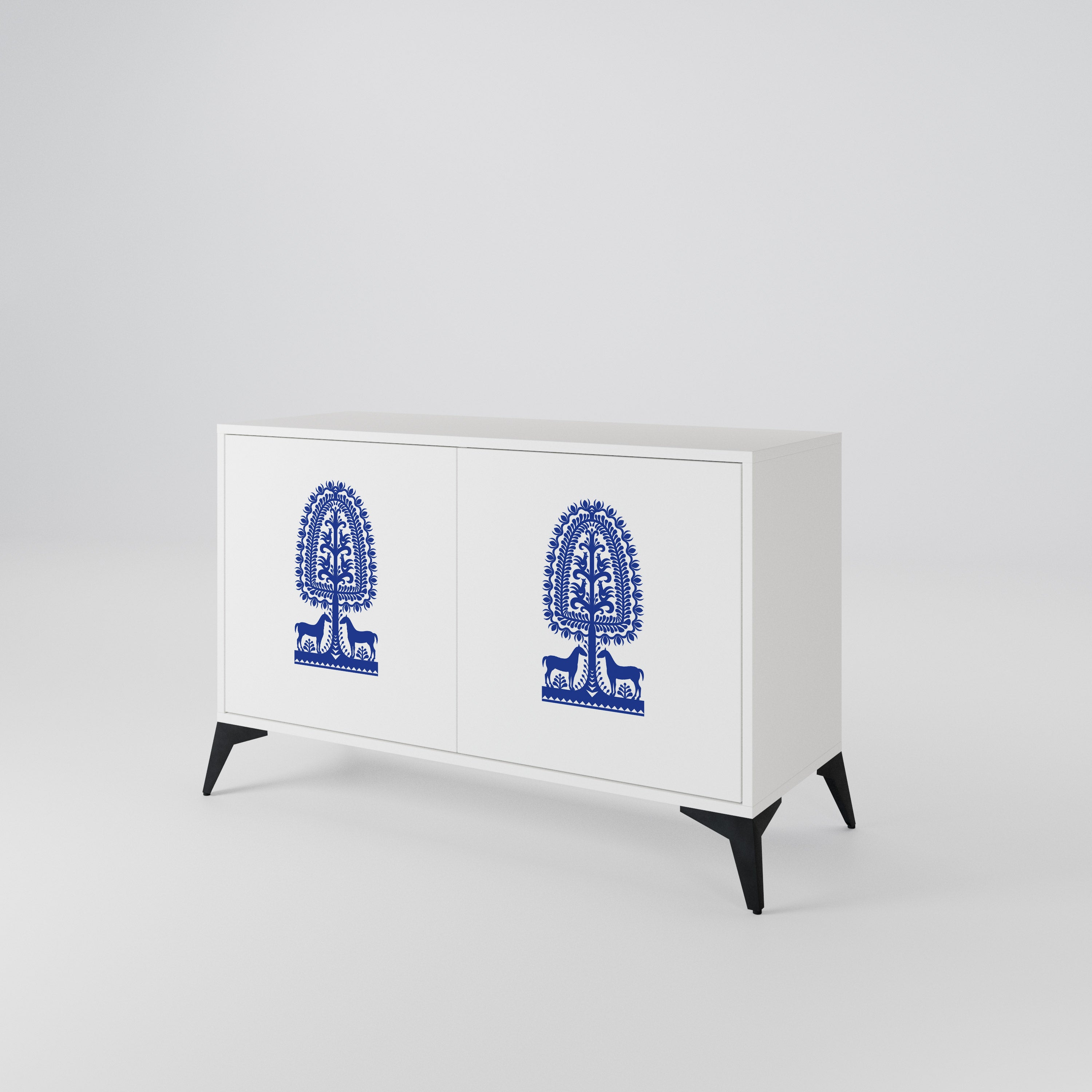 POLISH FOLK ART Aparador de 2 Puertas