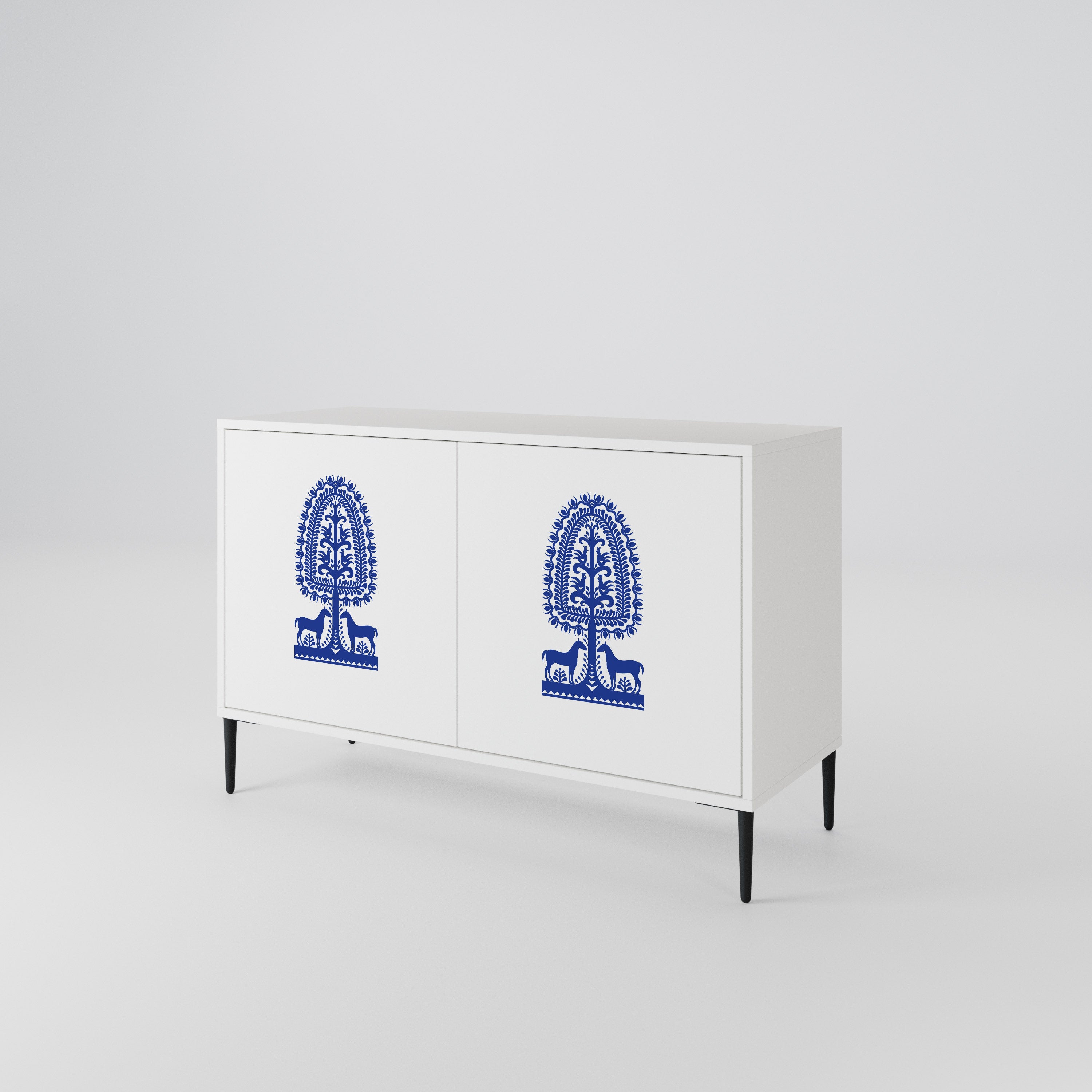 POLISH FOLK ART Aparador de 2 Puertas