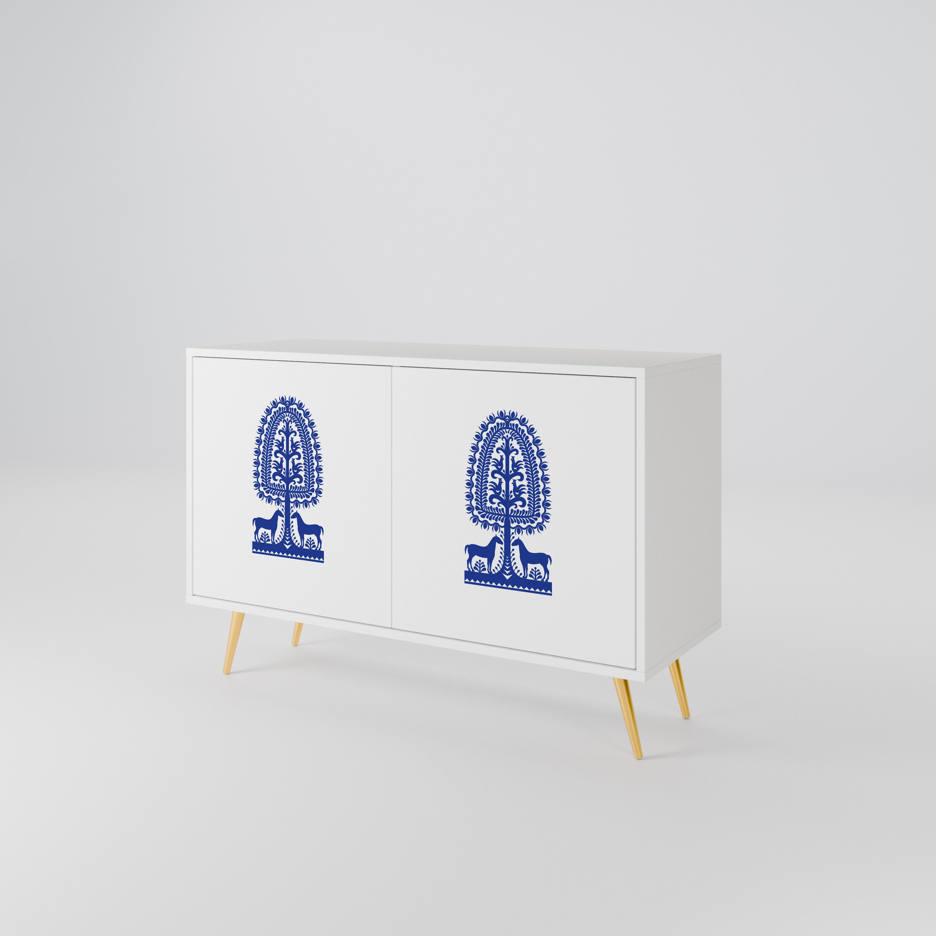 POLISH FOLK ART Aparador de 2 Puertas