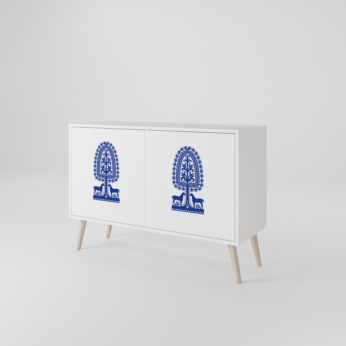 POLISH FOLK ART Aparador de 2 Puertas