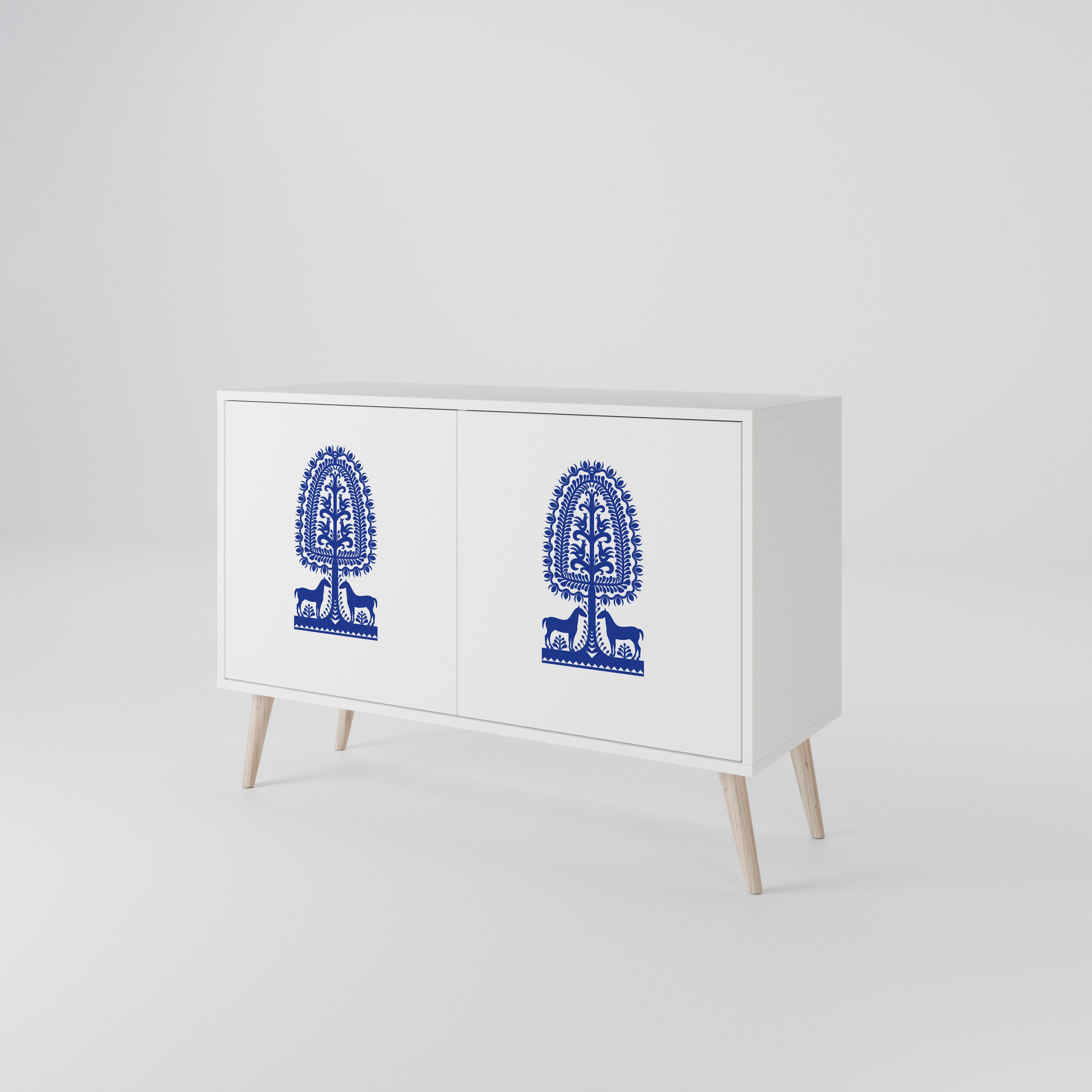 POLISH FOLK ART Aparador de 2 Puertas