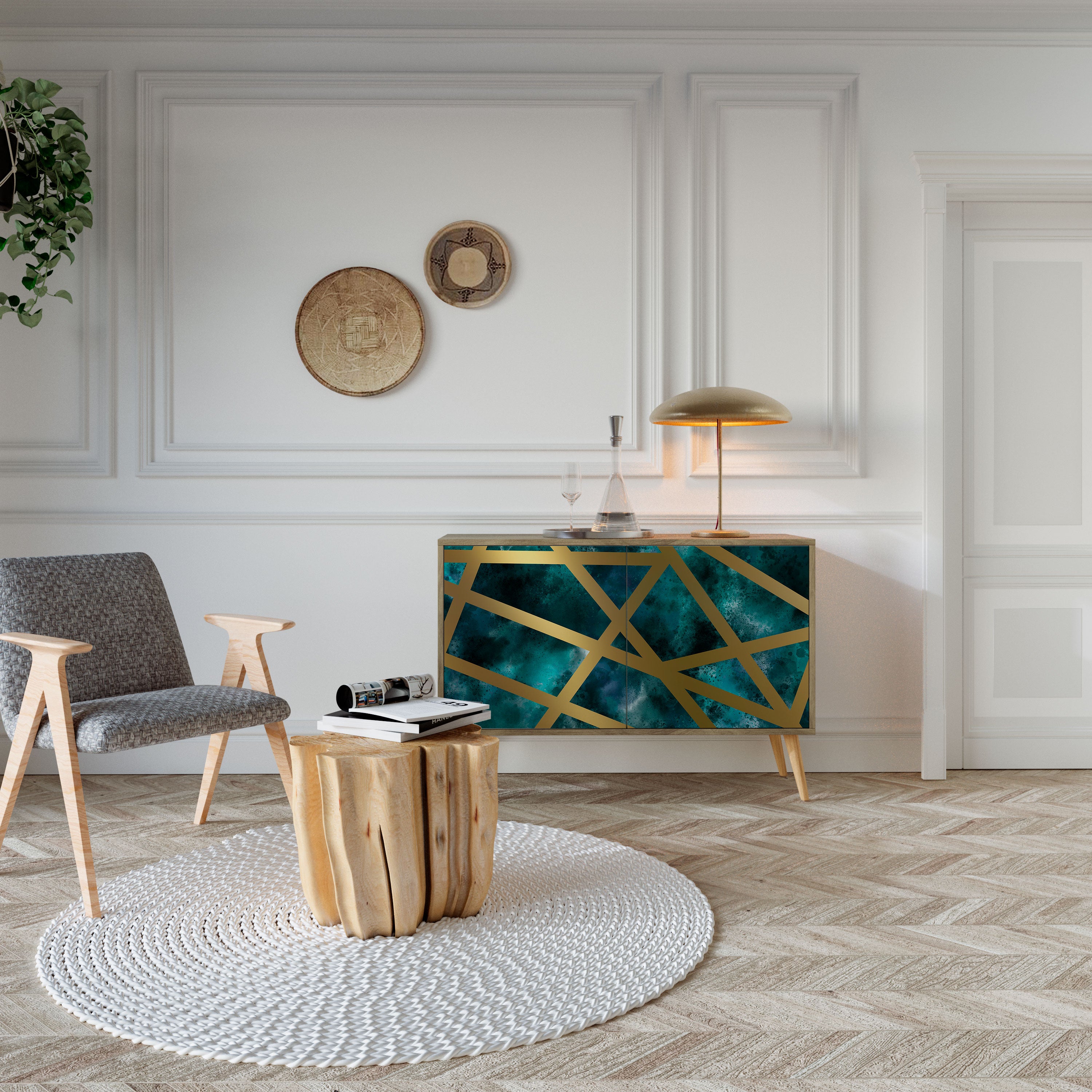 THE LABYRINTH OF GOLD 2-Door Sideboard in Oak Effect