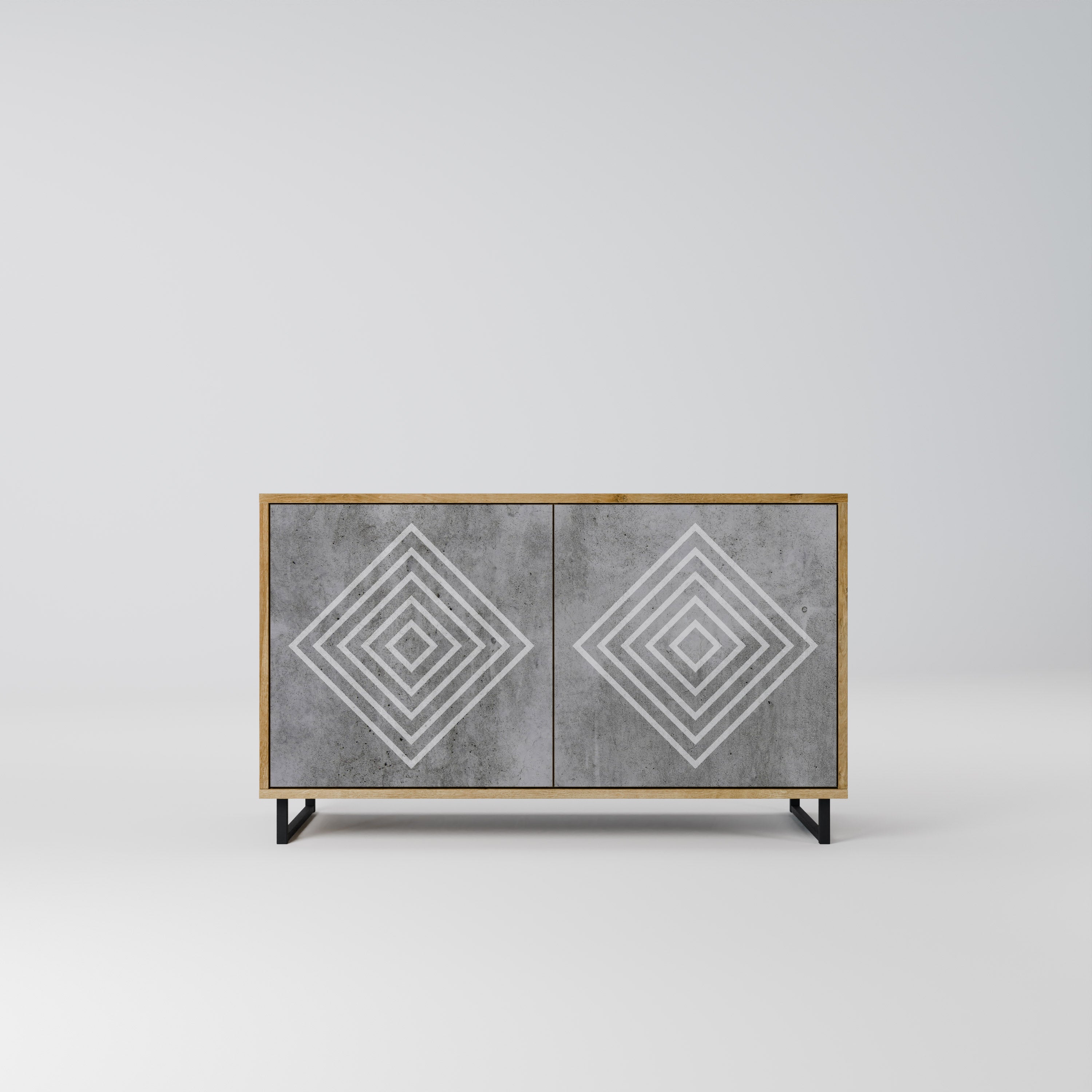 POLYGONAL ARTISTRY 2-Door Sideboard in Oak Effect