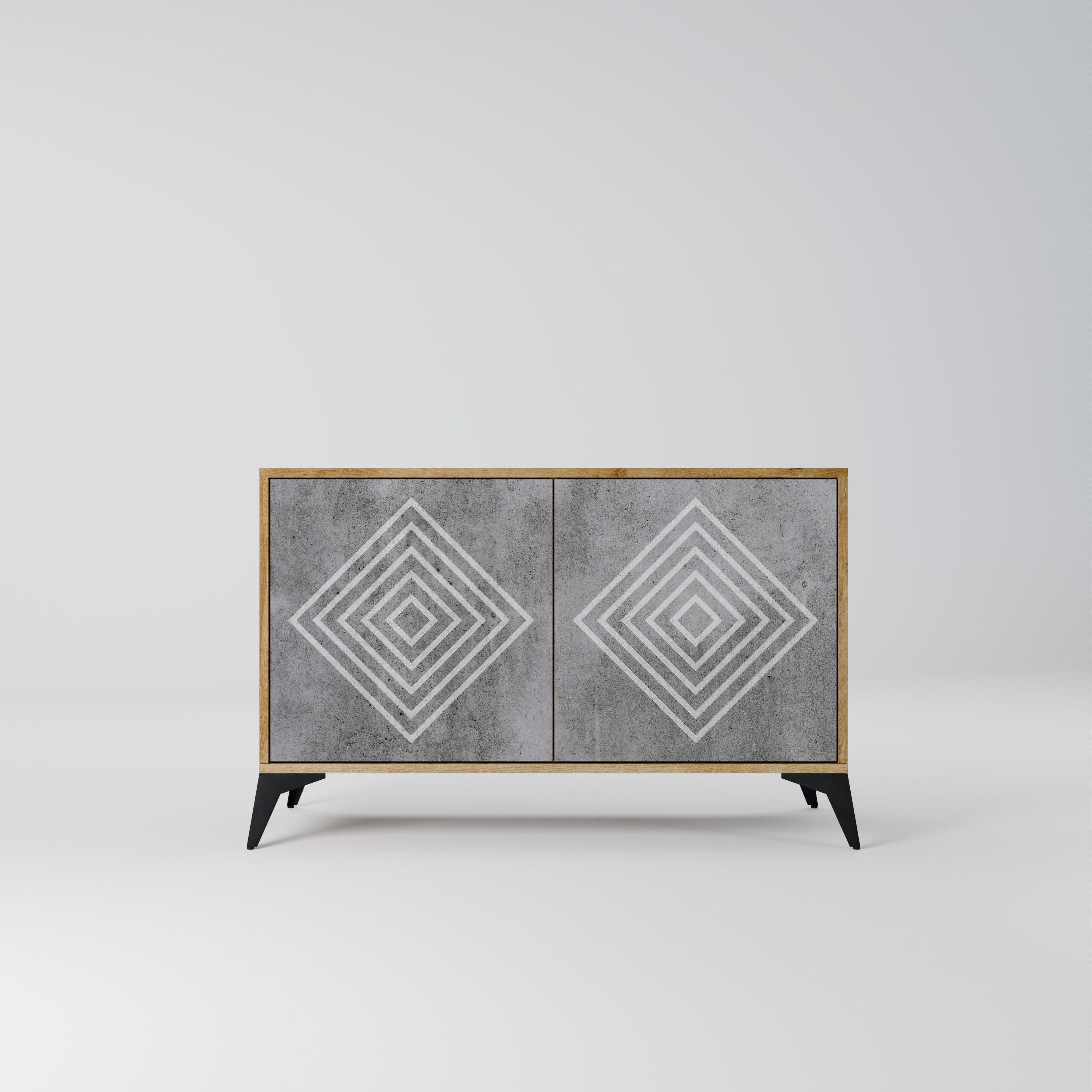 POLYGONAL ARTISTRY 2-Door Sideboard in Oak Effect