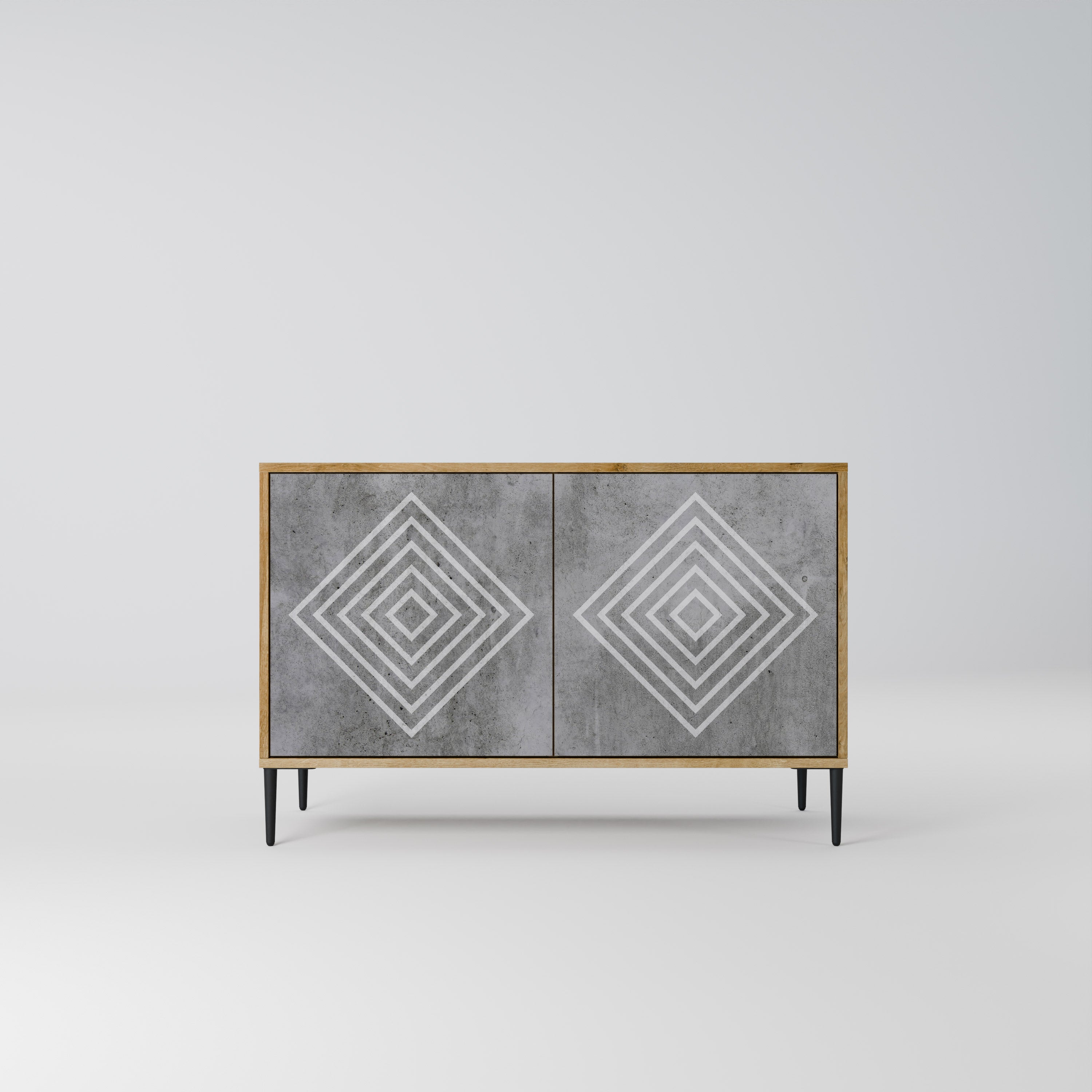 POLYGONAL ARTISTRY 2-Door Sideboard in Oak Effect