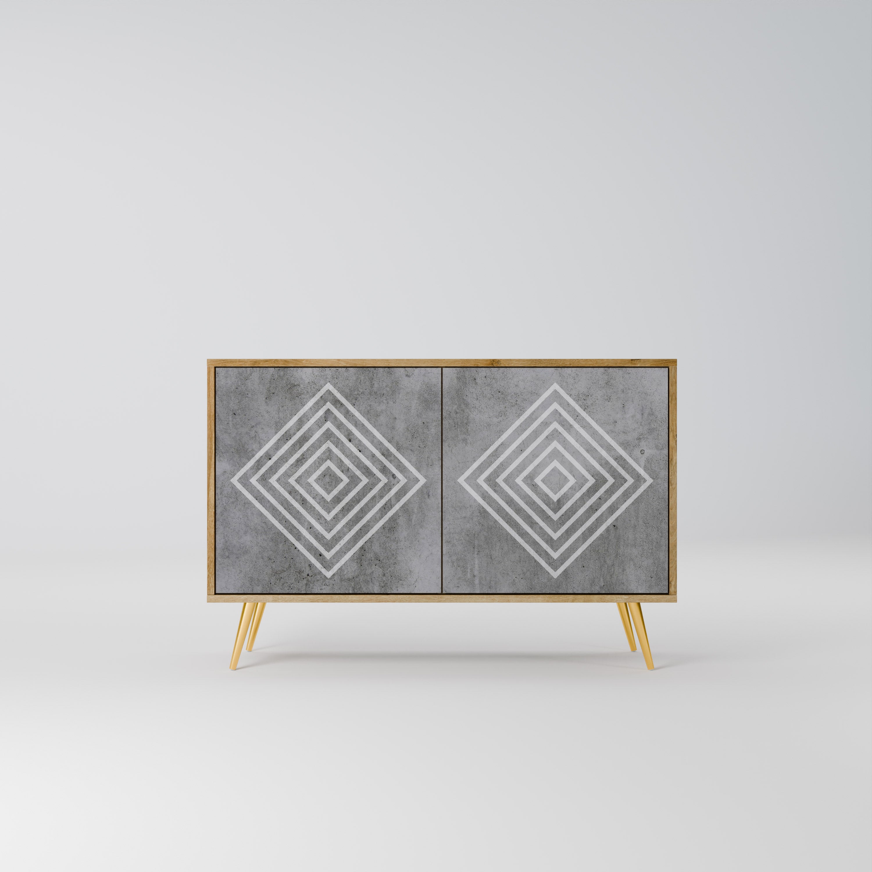POLYGONAL ARTISTRY 2-Door Sideboard in Oak Effect
