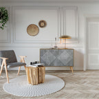 POLYGONAL ARTISTRY Aparador de 2 Puertas en Efecto Roble