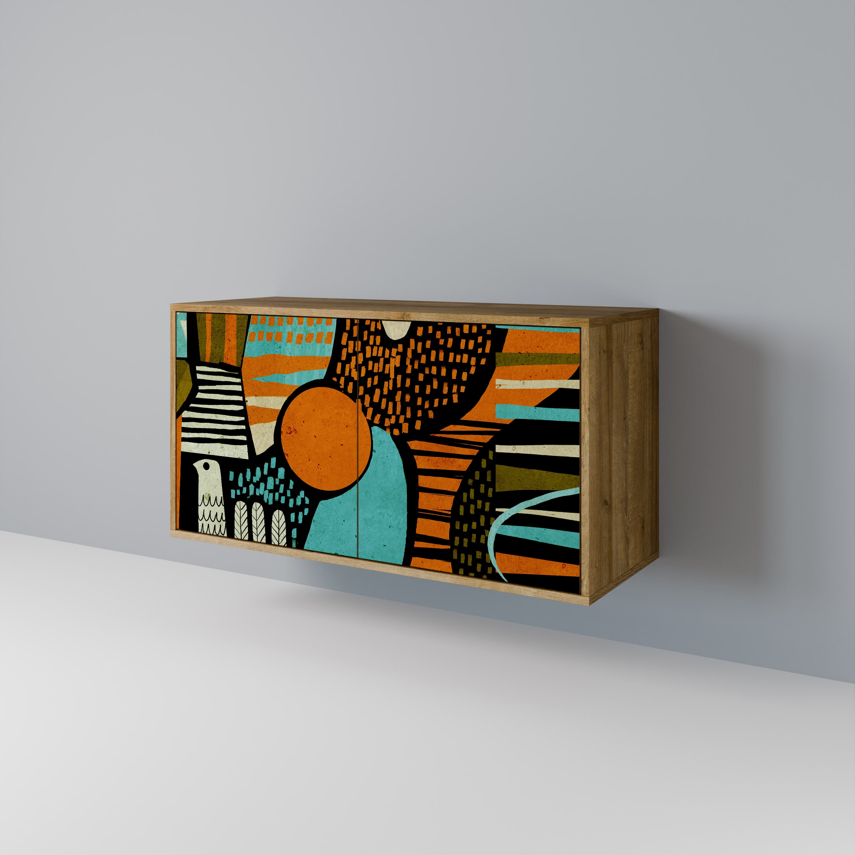 Aparador de 2 puertas GEODE GLIMMER efecto roble