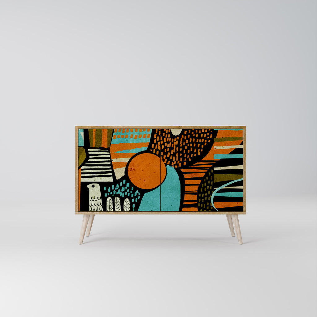 Aparador de 2 puertas GEODE GLIMMER efecto roble