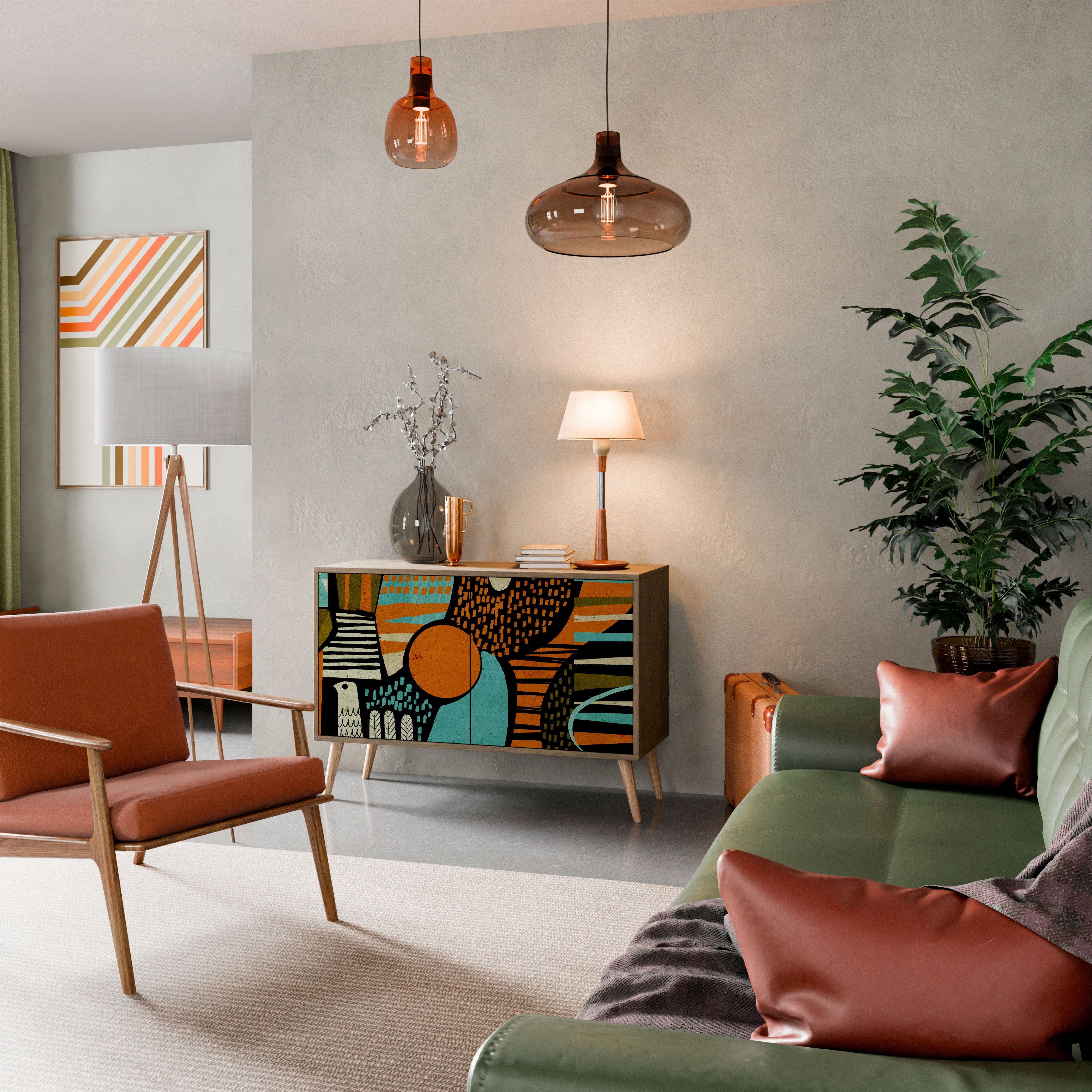 Aparador de 2 puertas GEODE GLIMMER efecto roble