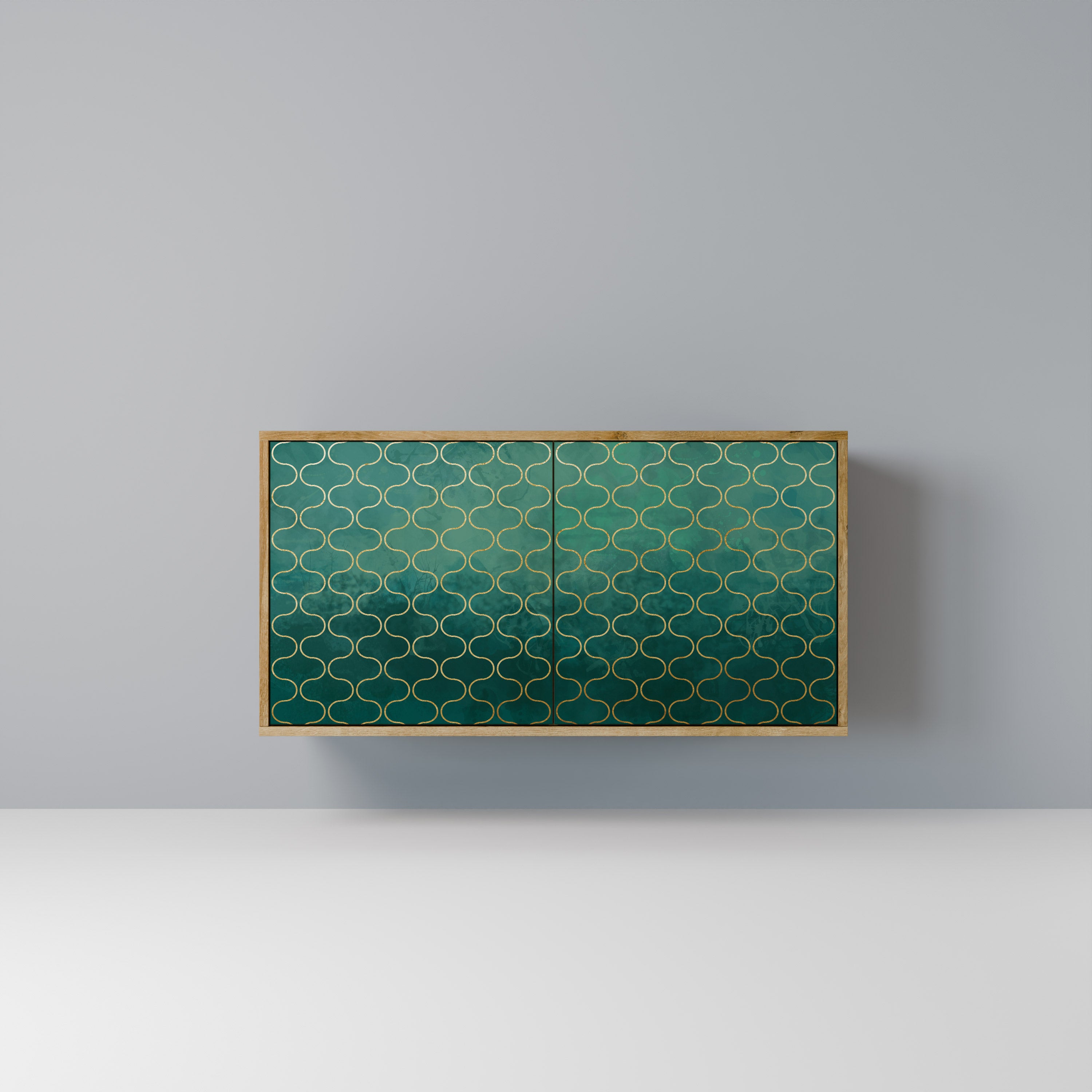 TESSELATED GREENERY 2-Door Sideboard in Oak Effect