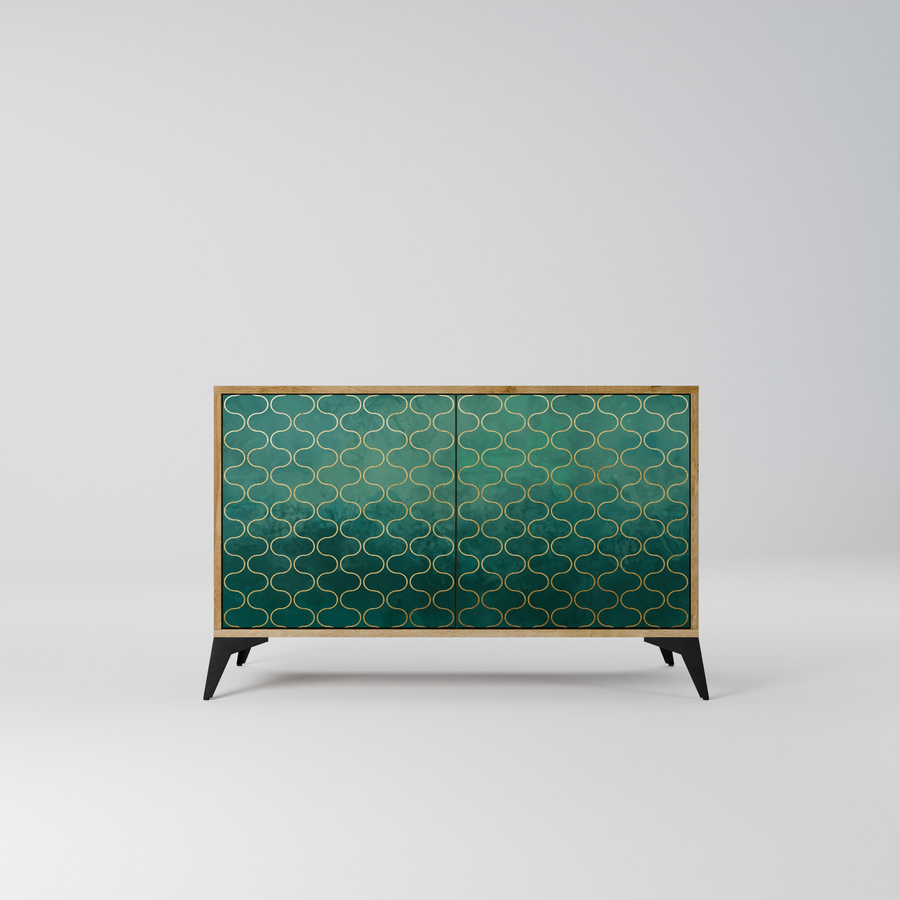 TESSELATED GREENERY 2-Door Sideboard in Oak Effect