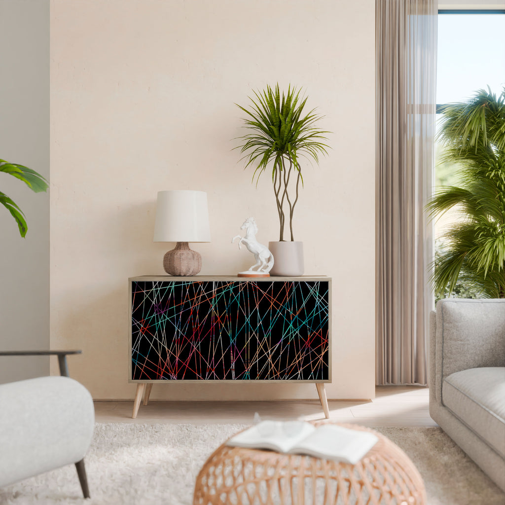 Aparador LUMINOUS SNARE de 2 puertas con efecto roble