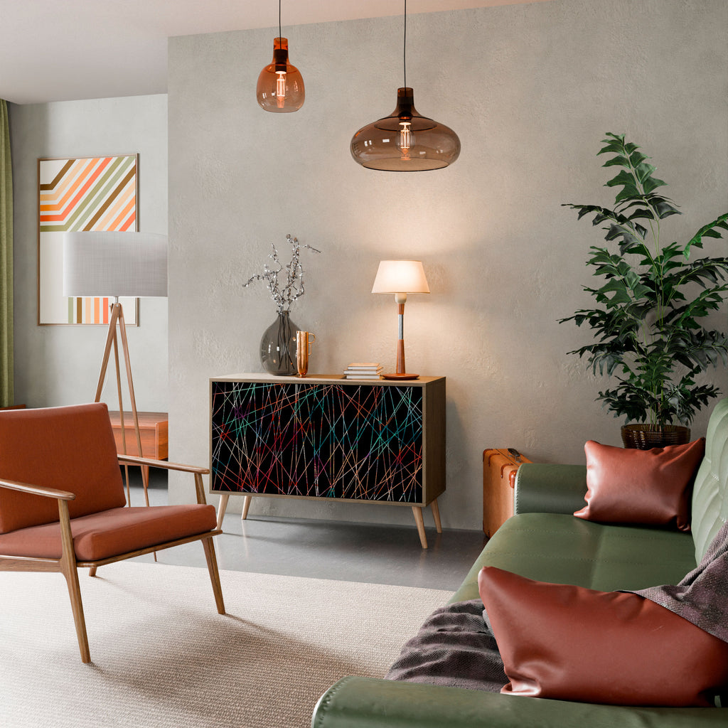 Aparador LUMINOUS SNARE de 2 puertas con efecto roble