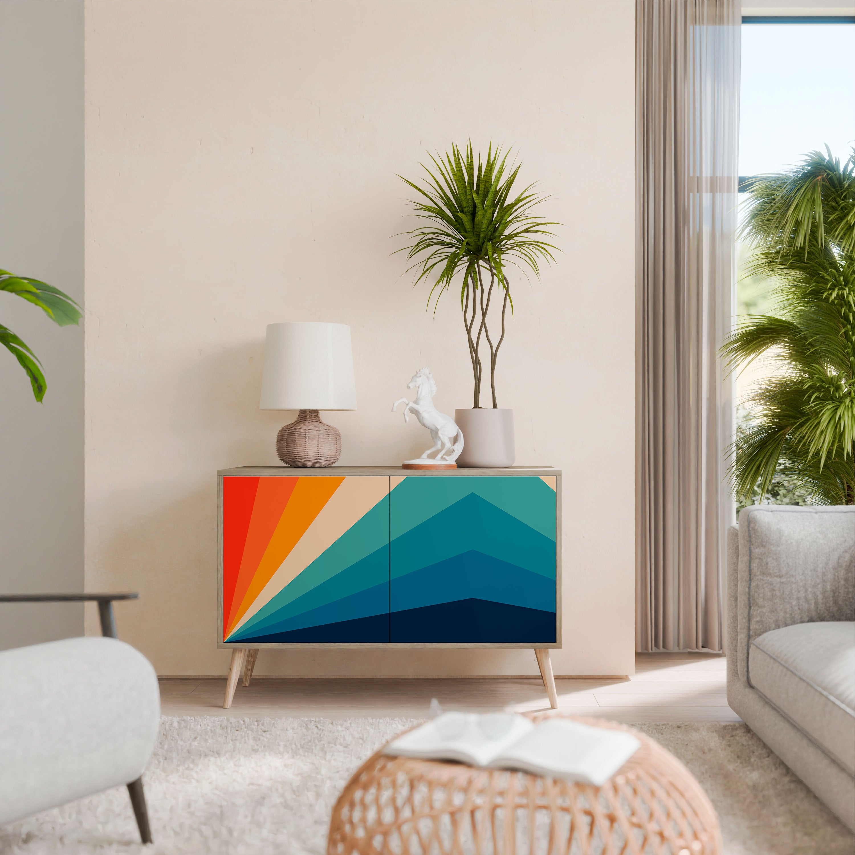 Aparador PRISM CONCUSSION de 2 puertas con efecto roble