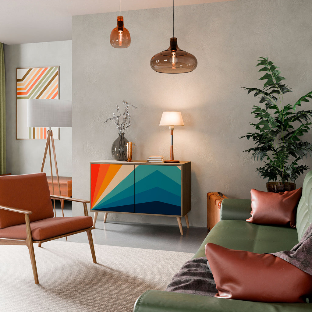 Aparador PRISM CONCUSSION de 2 puertas con efecto roble