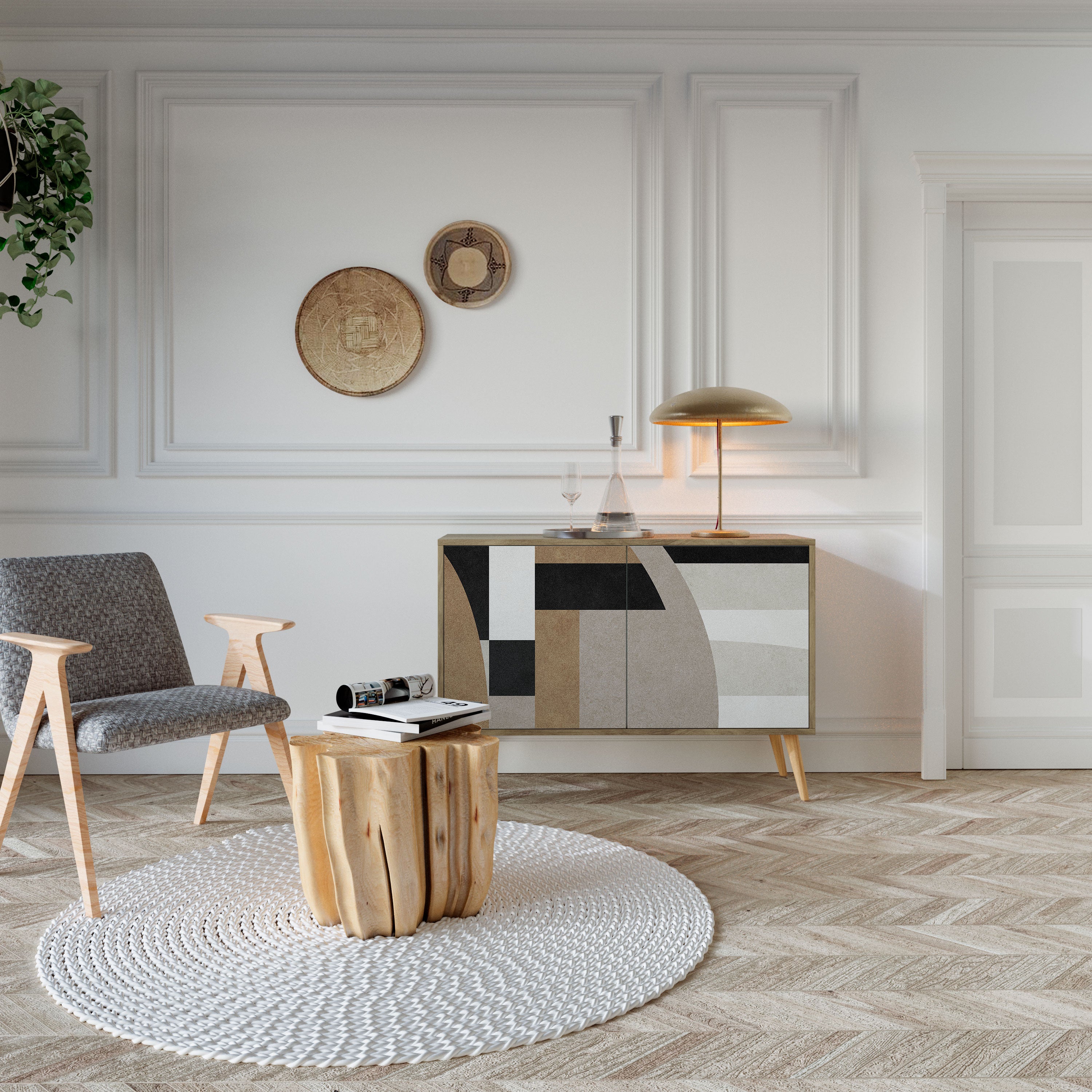 DELICATE MEMENTO 2-Door Sideboard in Oak Effect