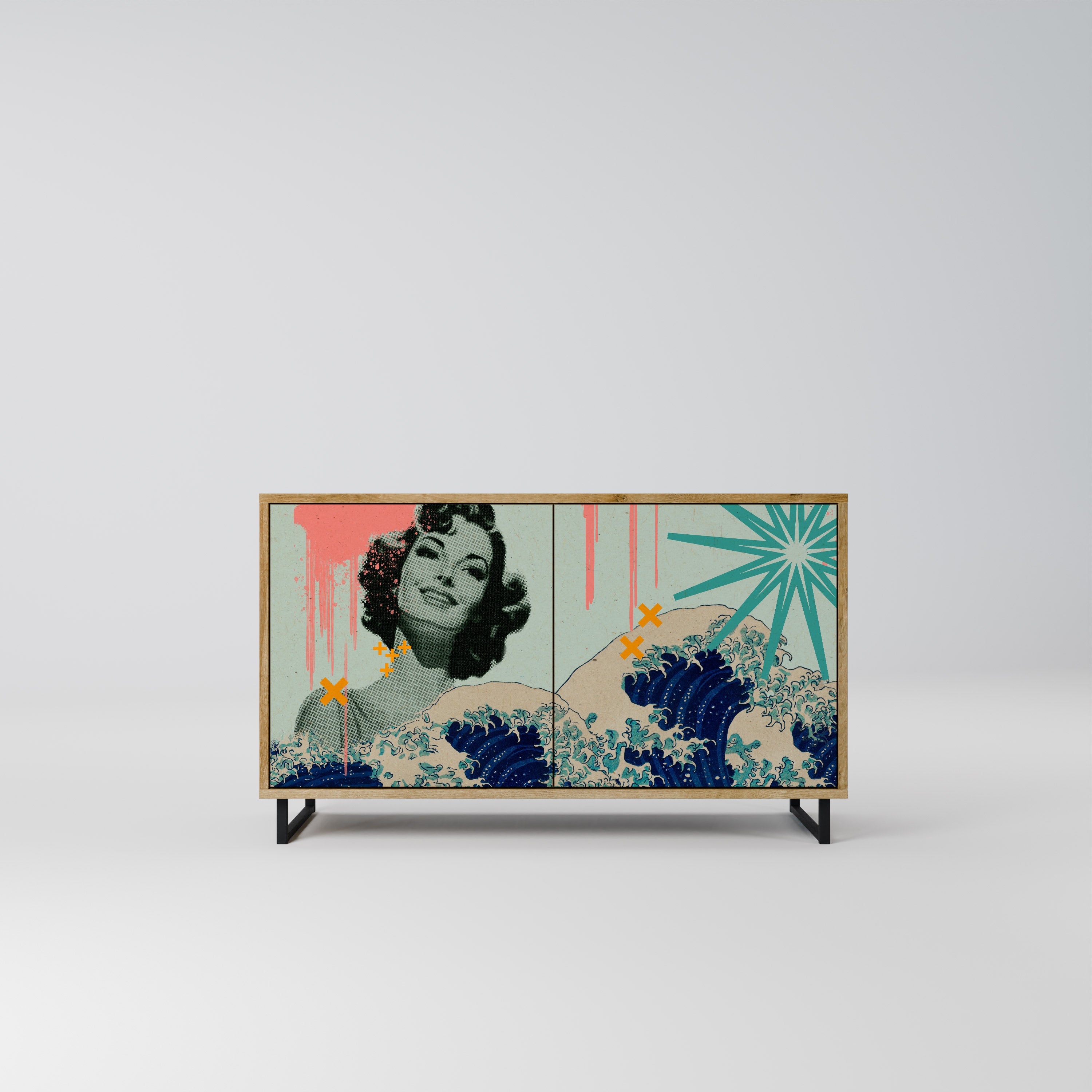 KANAGAWA BEAUTY 2-Door Sideboard in Oak Effect