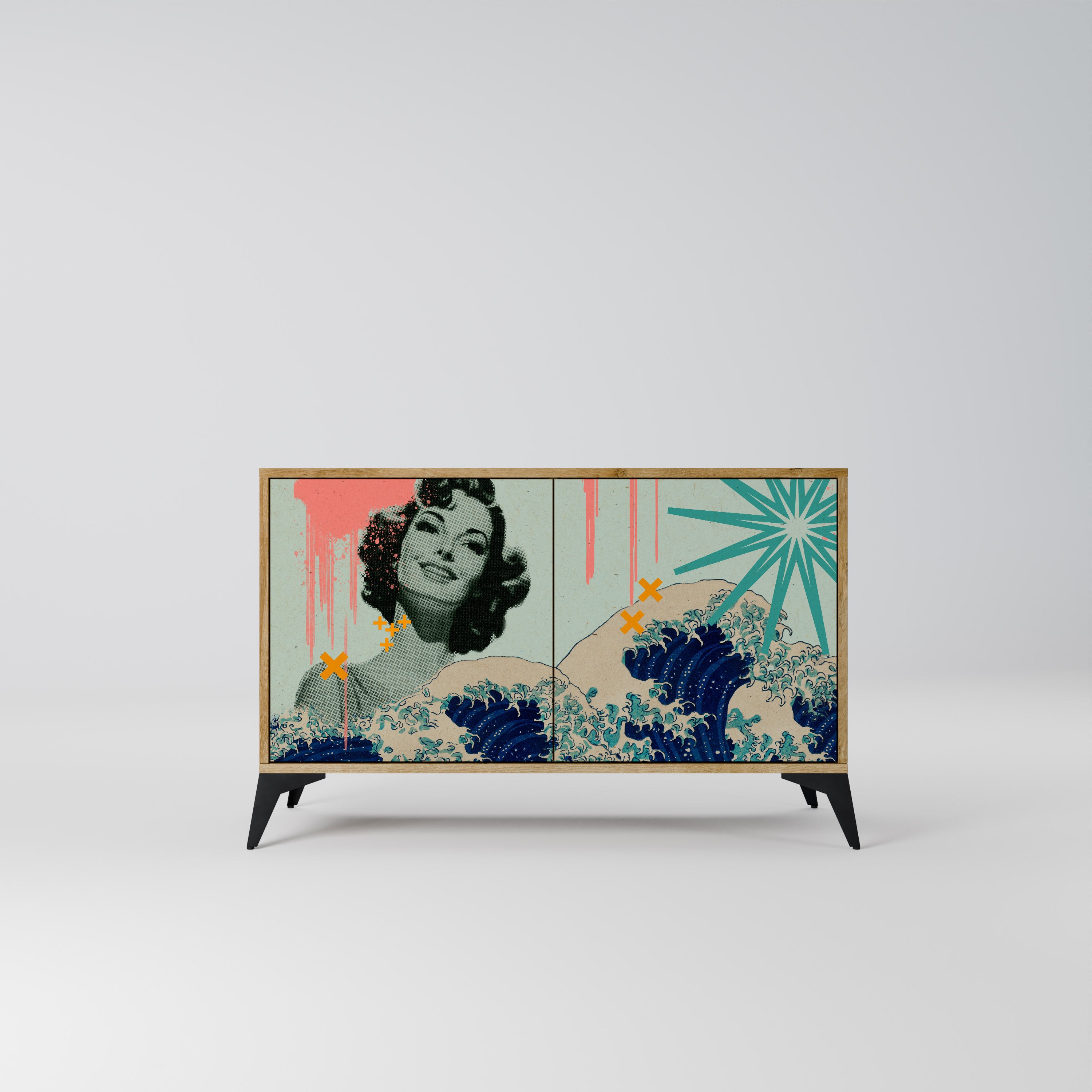 KANAGAWA BEAUTY 2-Door Sideboard in Oak Effect