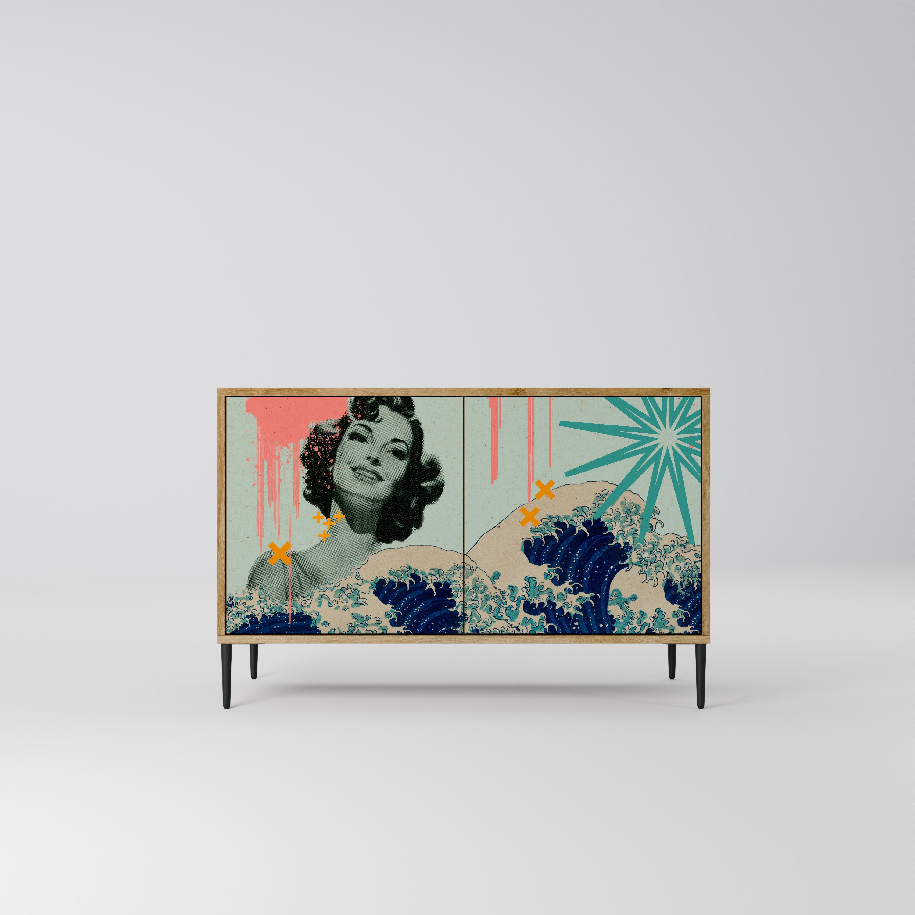 KANAGAWA BEAUTY 2-Door Sideboard in Oak Effect