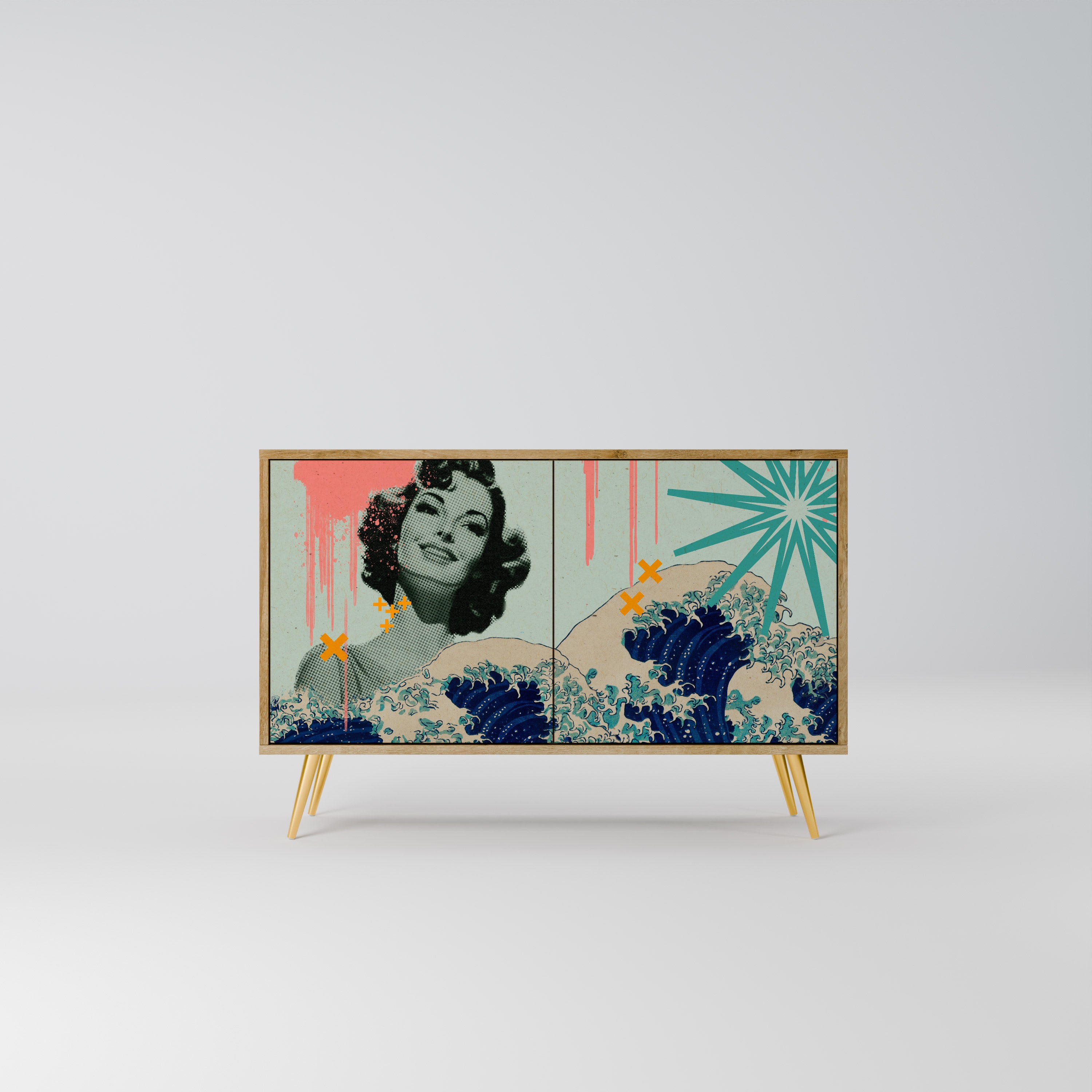 KANAGAWA BEAUTY 2-Door Sideboard in Oak Effect