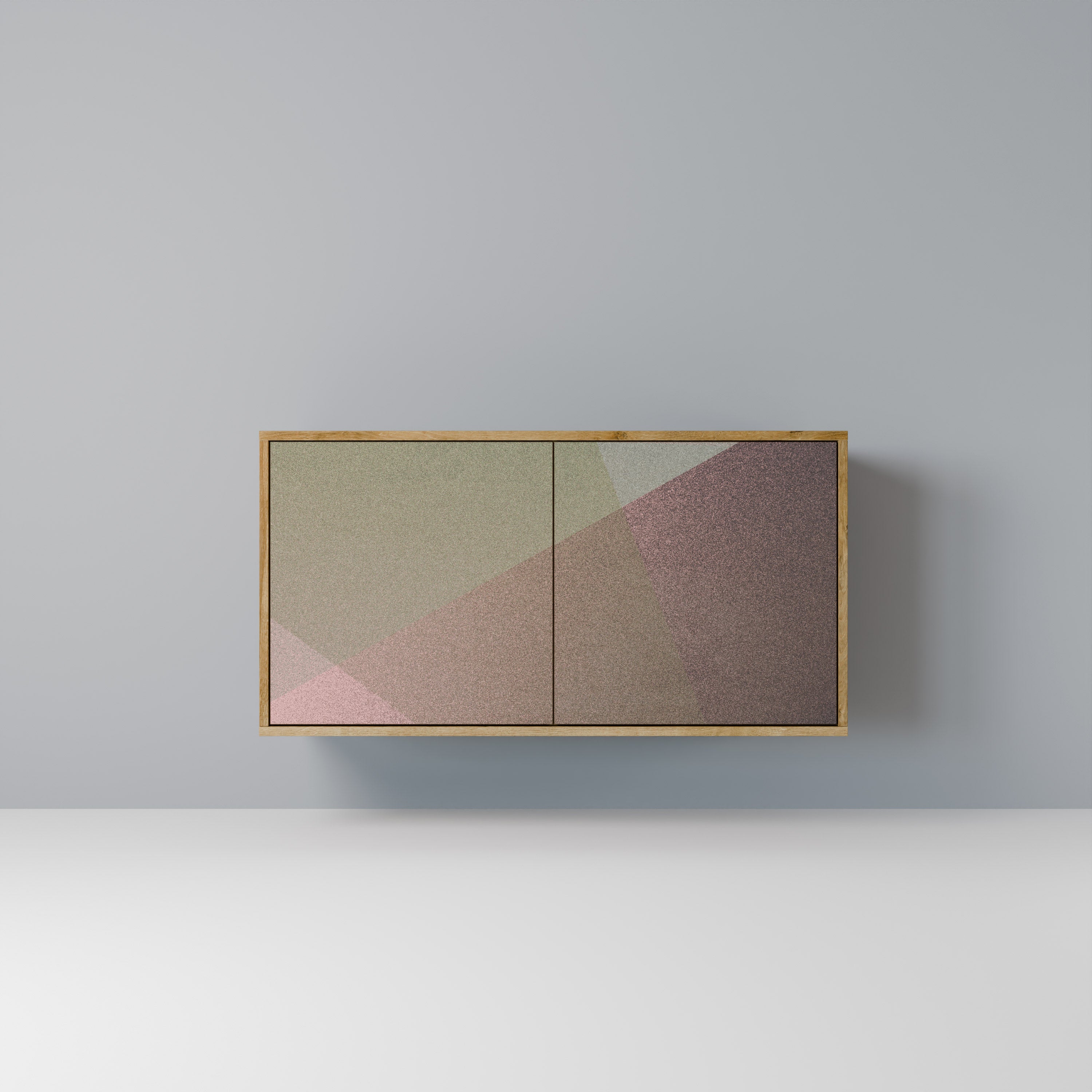 BEIGE GEOMETRY 2-Door Sideboard in Oak Effect